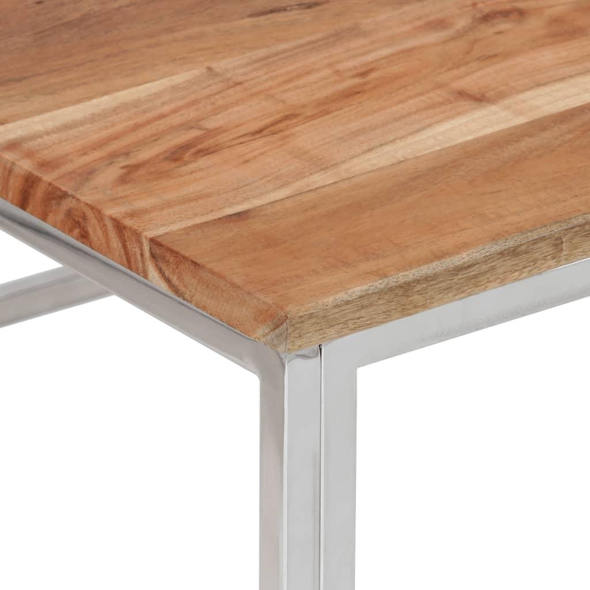 Voir la diapositive 5 : VIDAXL Table basse argente acier inoxydable et bois massif d'acacia