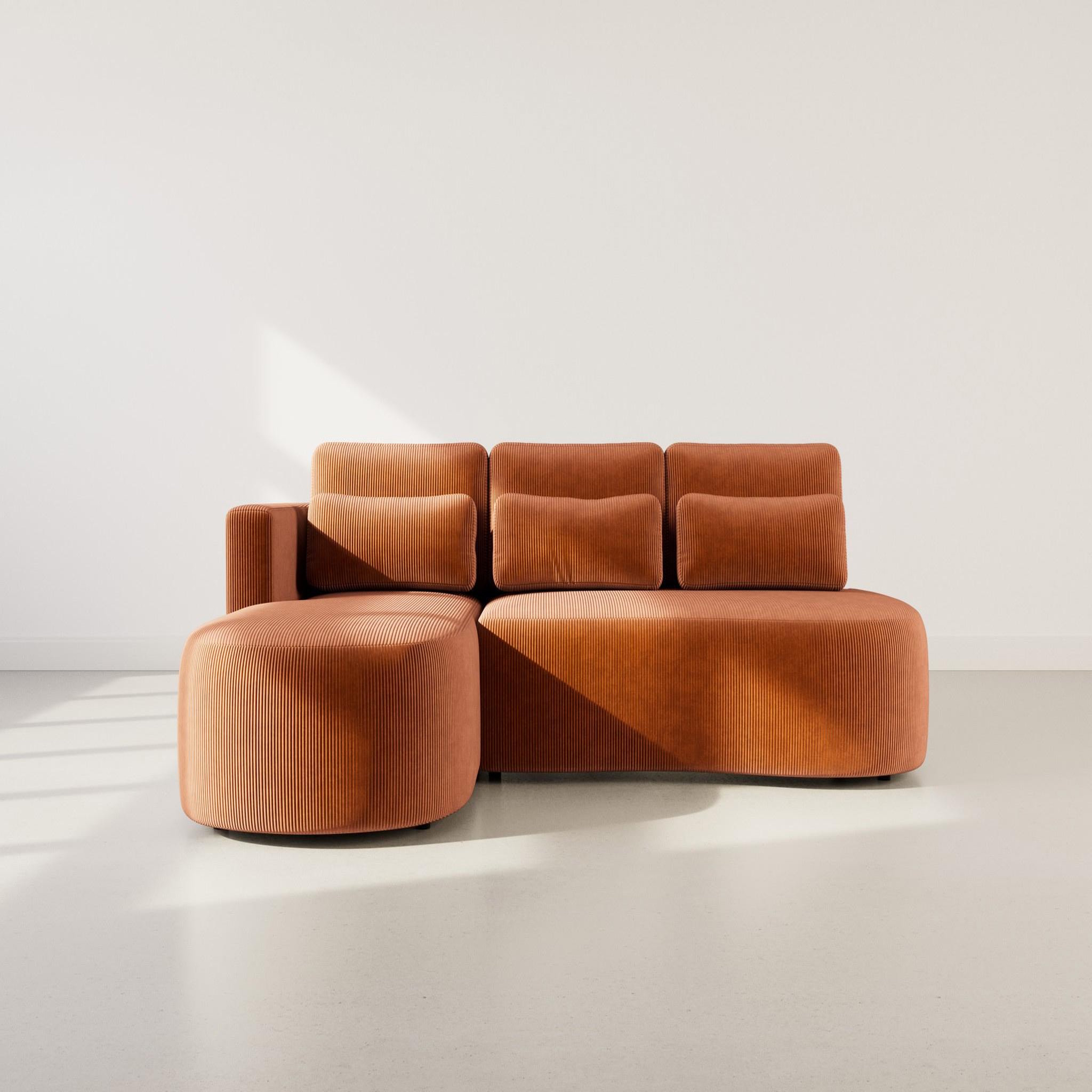 Voir la diapositive 5 : BEST MOBILIER Mahina - canapé d'angle gauche 4 places convertible avec coffre en velours côtelé