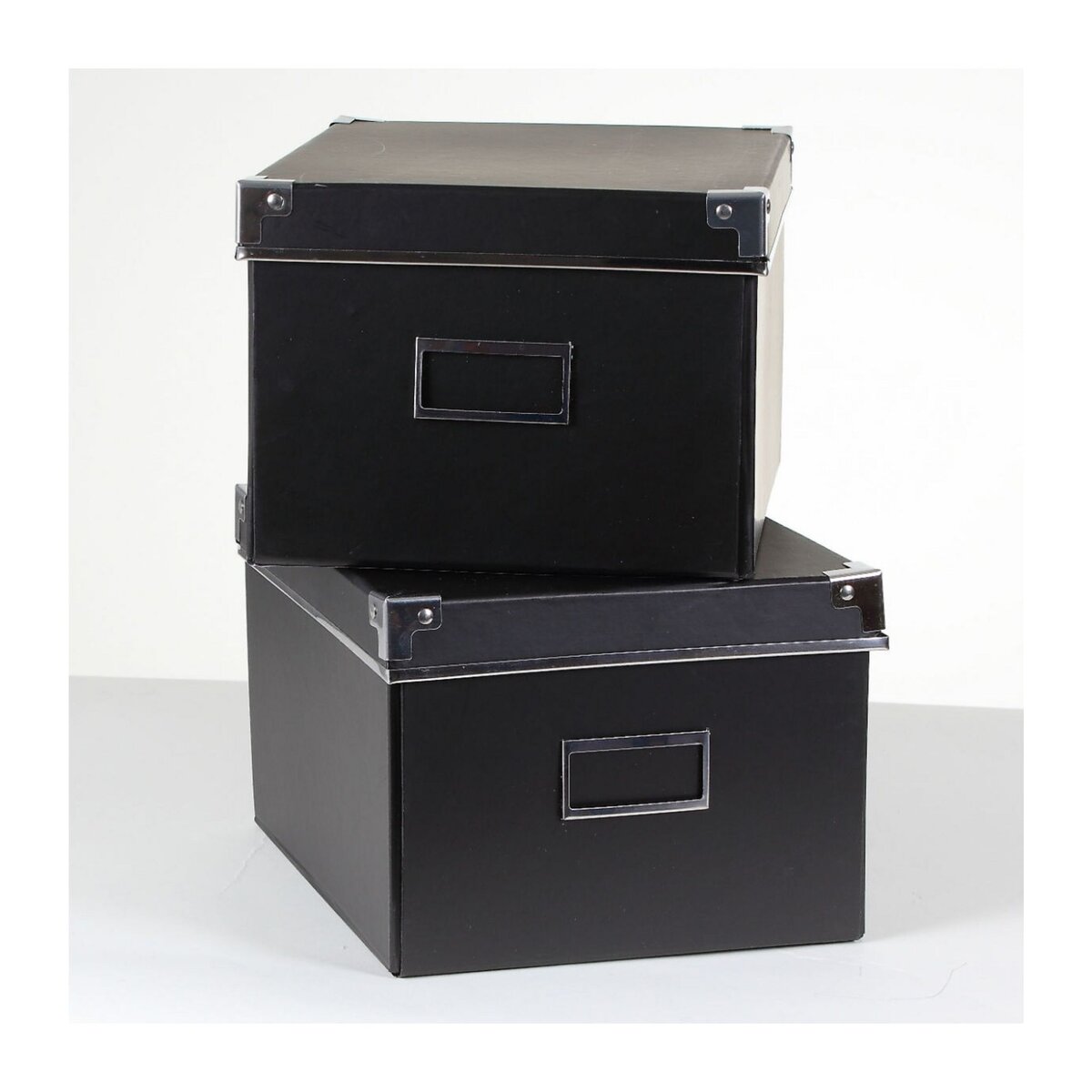 Casame Lot de 2 boîtes de rangement carton noires - L21xP26xH15cm pas cher  