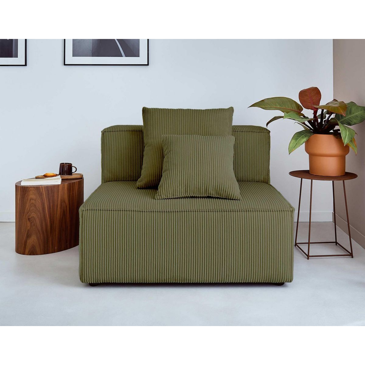 LISA DESIGN Colombine - module d'assise sans accoudoirs - en velours côtelé