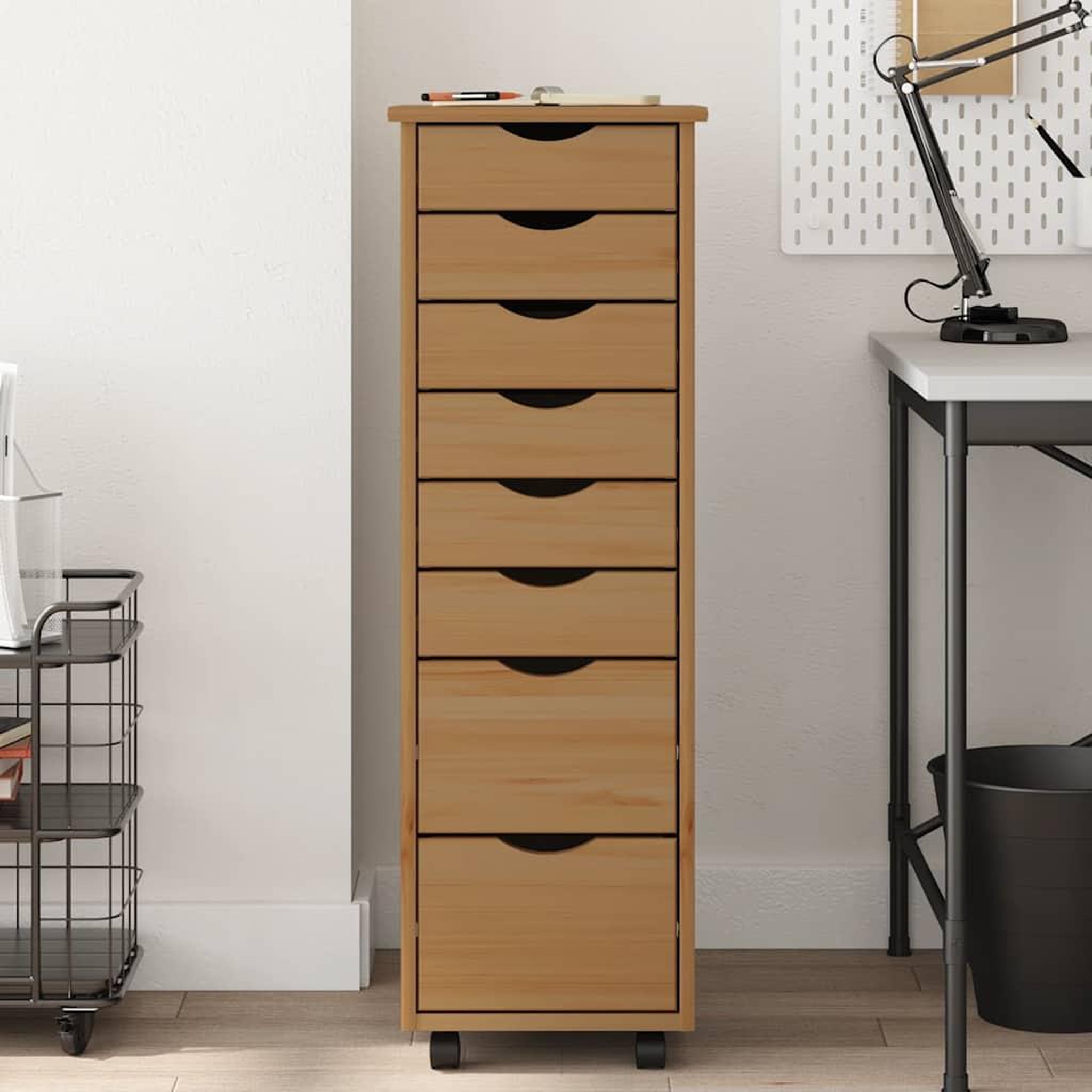 Voir la diapositive 3 : VIDAXL Armoire roulante avec tiroirs MOSS bois de pin marron miel