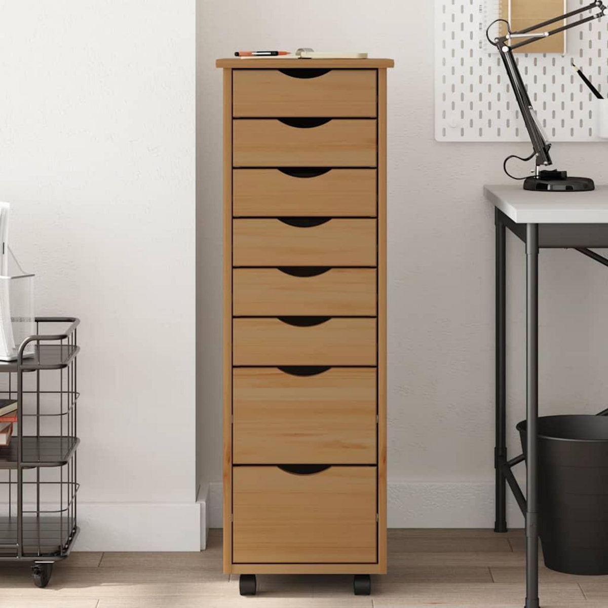 VIDAXL Armoire roulante avec tiroirs MOSS bois de pin marron miel