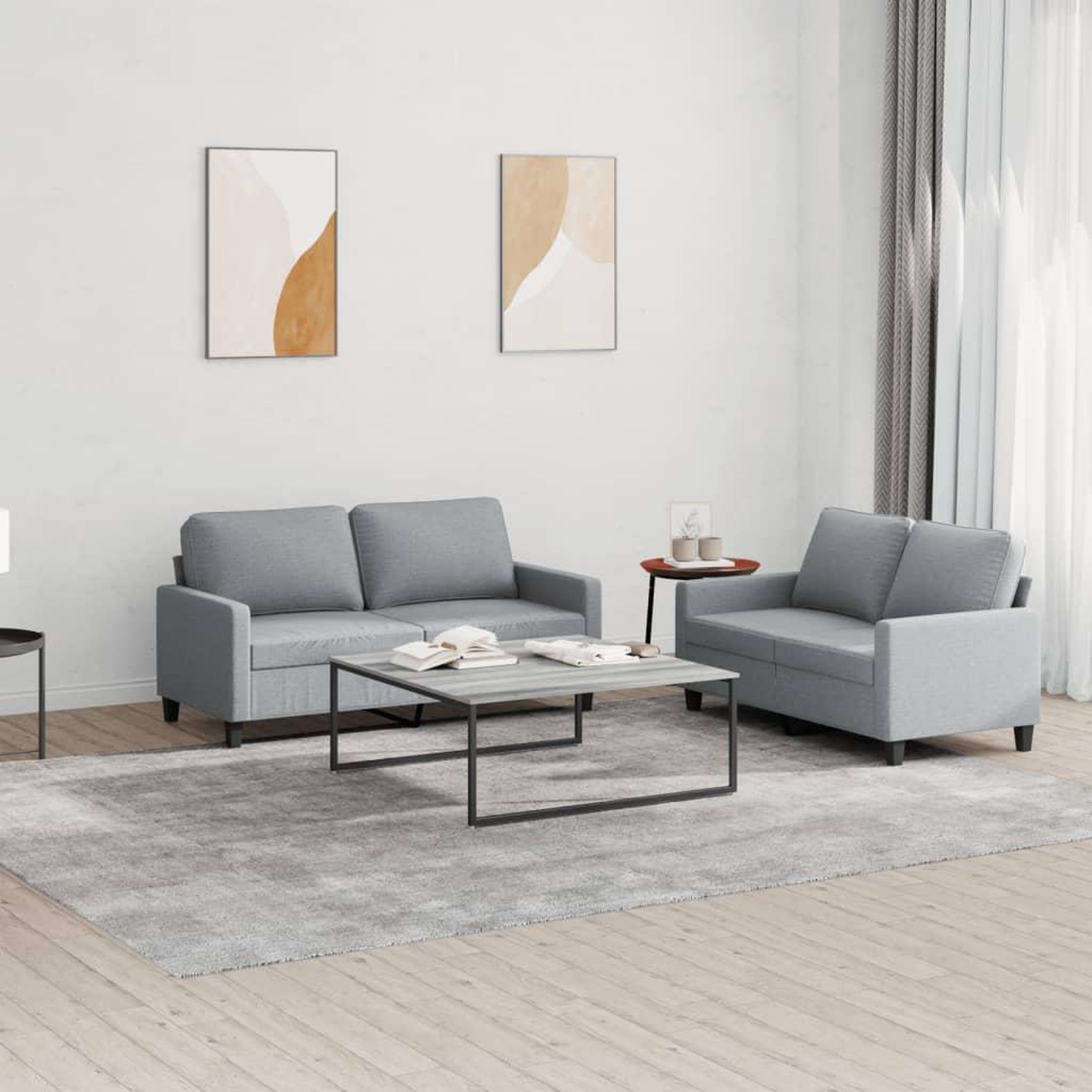 VIDAXL Ensemble de canapes 2 pcs avec coussins Gris clair Tissu