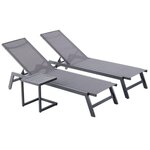 CONCEPT USINE Lot de 2 transats et une table d'appoint gris et noir PRATO