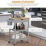 Voir la diapositive 4 : HOMCOM Desserte de cuisine à roulettes - chariot de service - tiroir, 2 étagères - plateau bois hévéa MDF gris