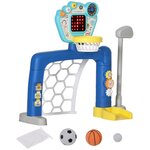 HOMCOM Jeux sportifs 3 en 1 enfant 18-48 mois - foot, basket, golf - effets lumineux sonores bleu