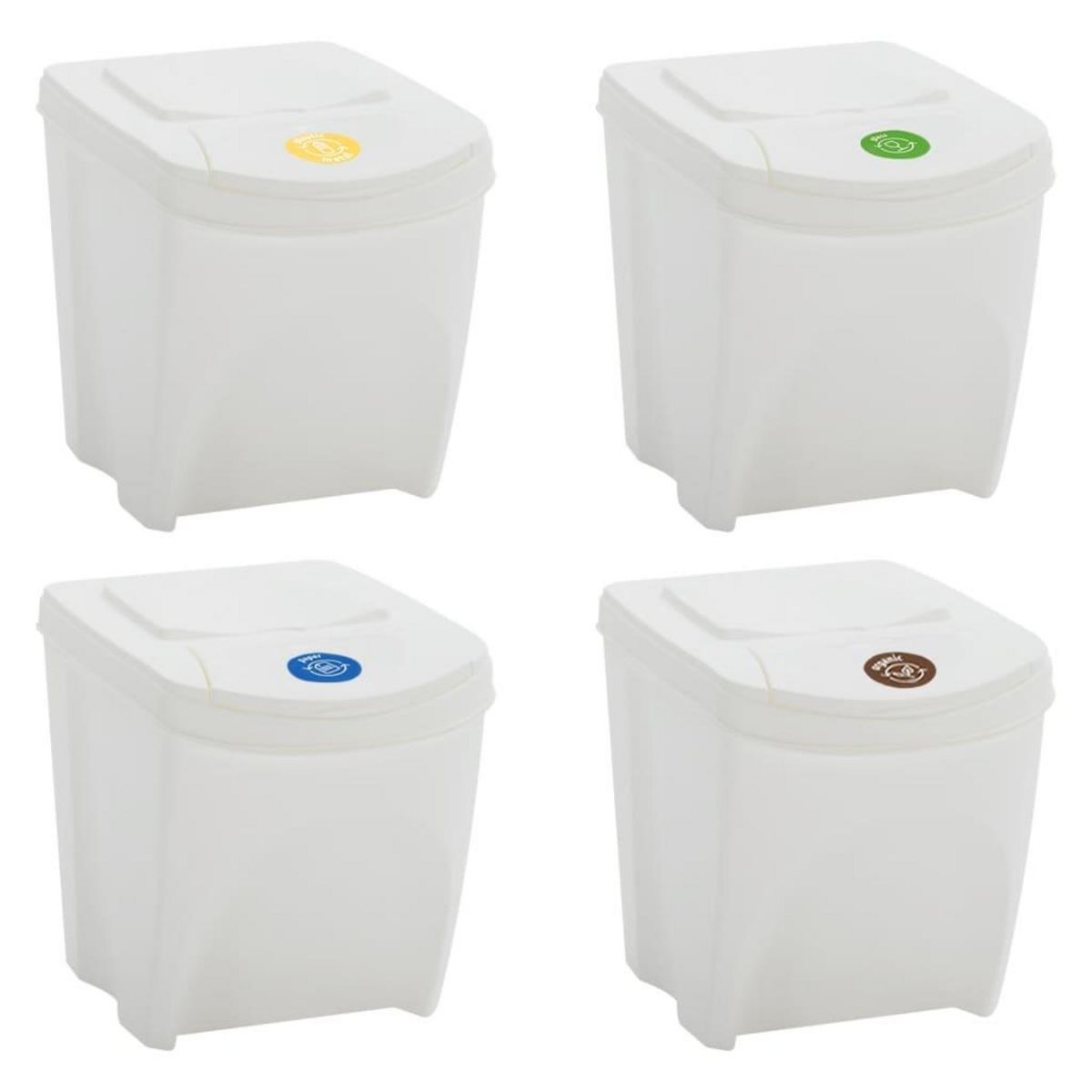 VIDAXL Poubelles a ordures empilables 4 pcs Blanc 100 L Polypropylene