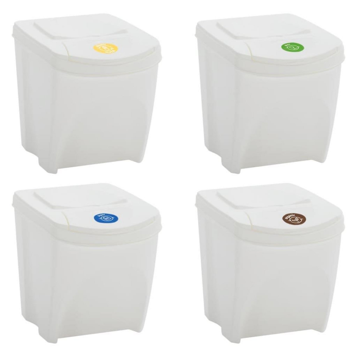 VIDAXL Poubelles a ordures empilables 4 pcs Blanc 100 L Polypropylene