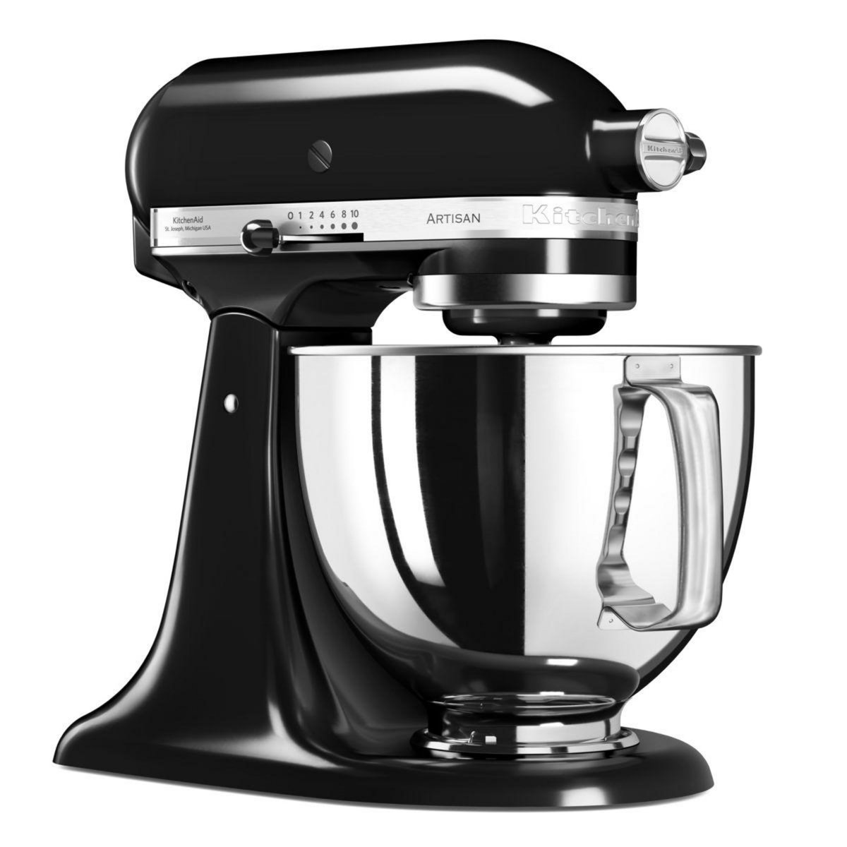KitchenAid Robot pâtissier 5KSM125EOB Artisan Noir Onyx,  4,8 L, bol avec poignée, 300 watts