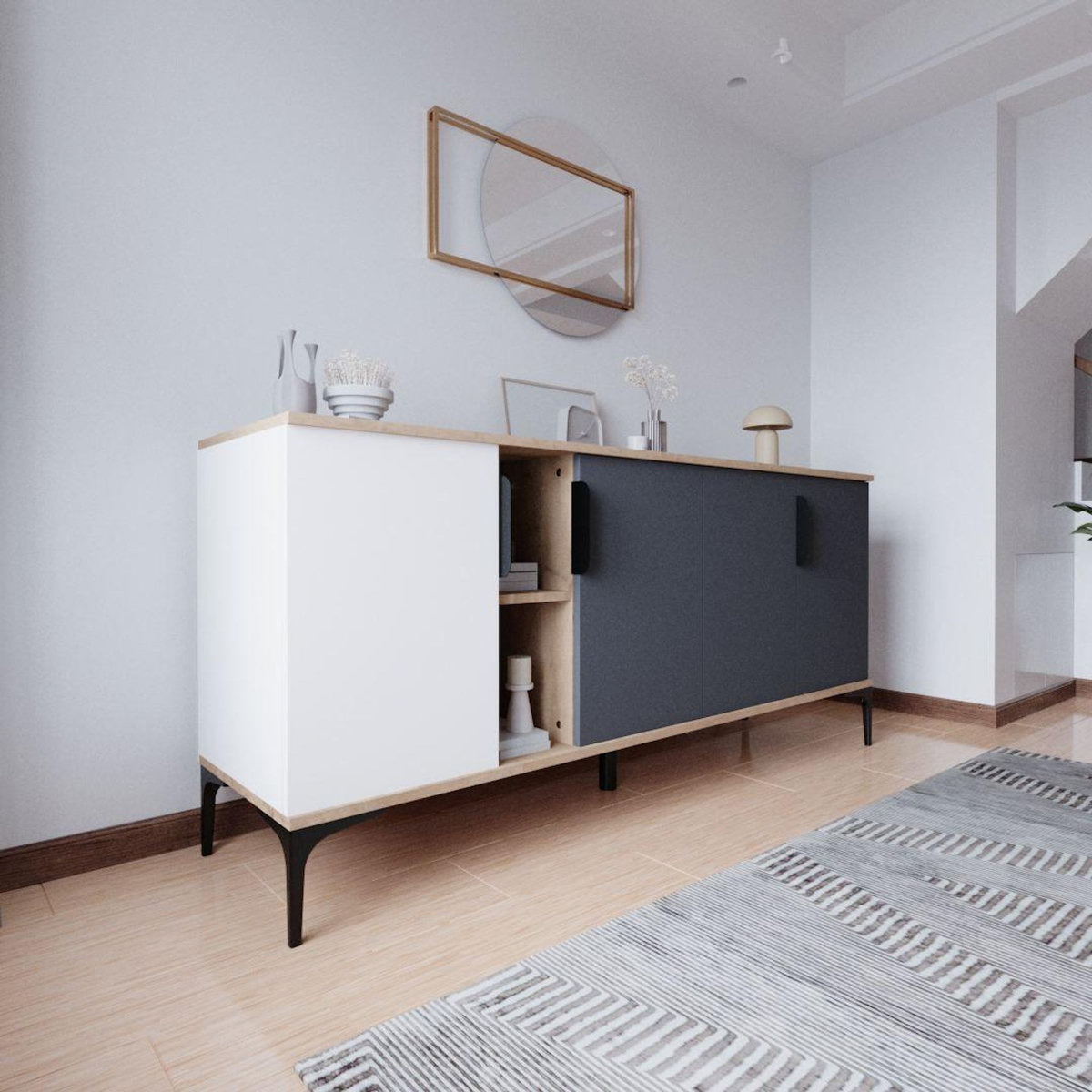 Habitat et Jardin Buffet en bois  Tarz  - 180 x 40 x 79 cm - Gris anthracite