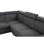 Canapé d'angle 4-5 places fixe avec LED - TOMY - Tissu gris chiné foncé - Angle gauche