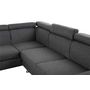 Voir la diapositive 7 : Canapé d'angle 4-5 places fixe avec LED - TOMY - Tissu gris chiné foncé - Angle gauche