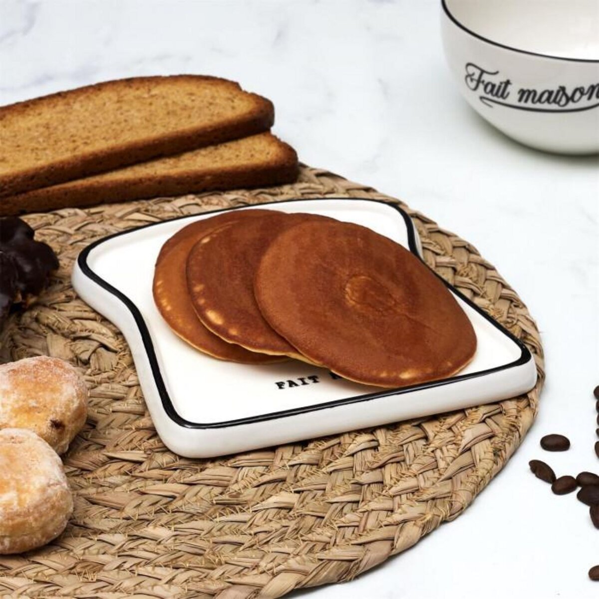 Paris Prix Lot de 6 Assiettes pour Toast  Brooklyn  17cm Blanc