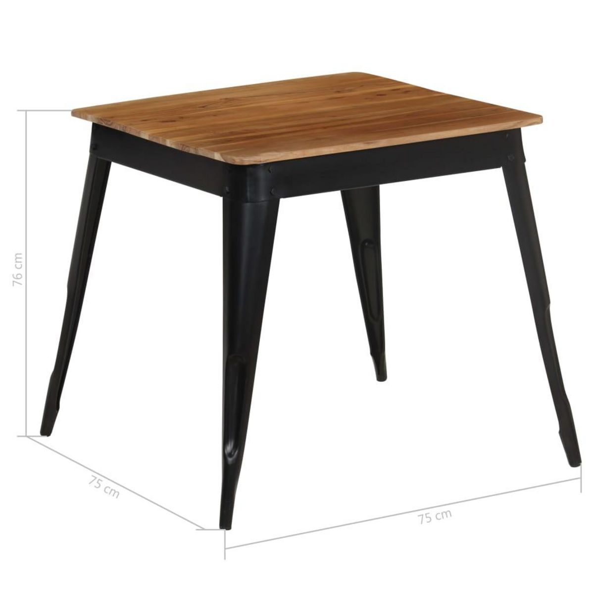 VIDAXL Table a manger Bois d'acacia massif et acier 75x75x76 cm