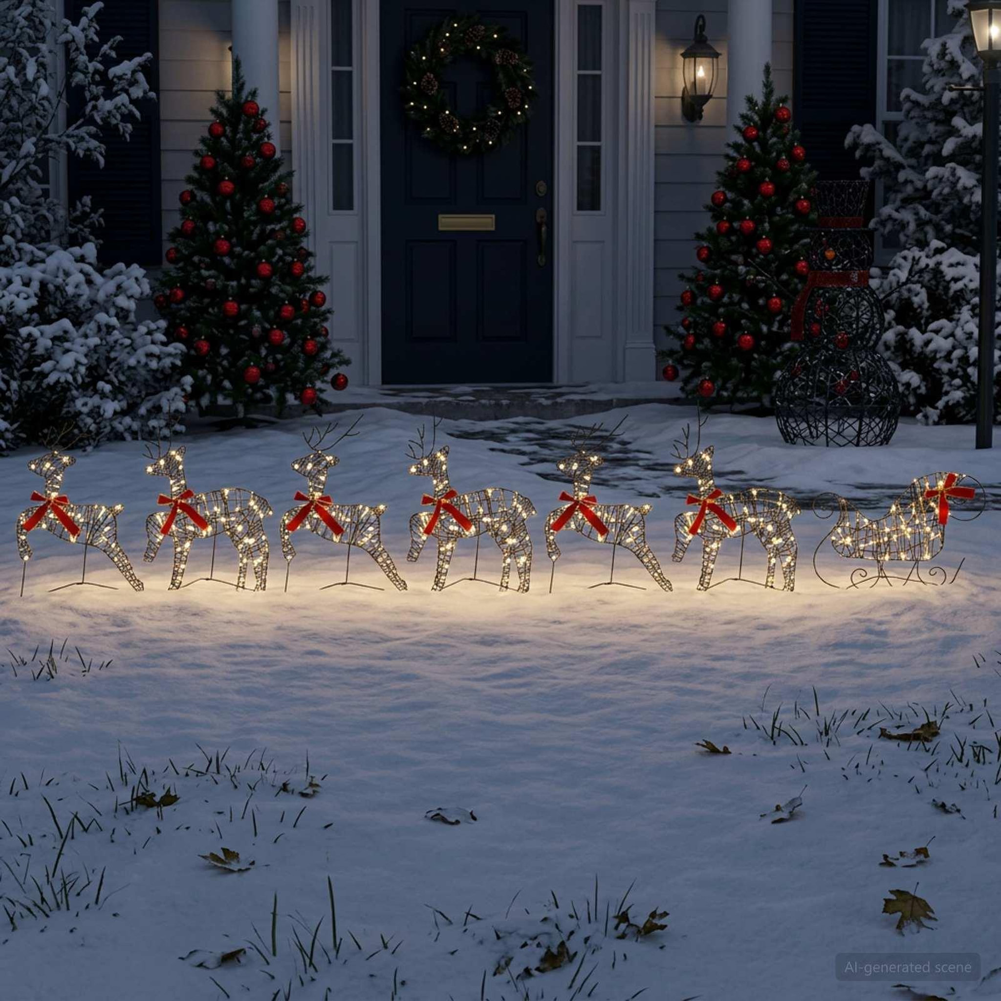 Voir la diapositive 2 : VIDAXL Renne de Noël avec traîneau 7 pc 140 LED Blanc chaud