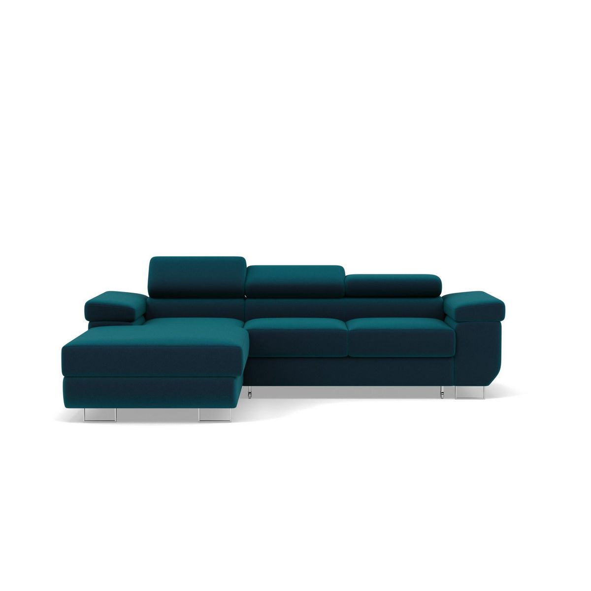 BEST MOBILIER Pablo - canapé d'angle gauche - 6 places - convertible avec coffre et têtières réglables - en velours