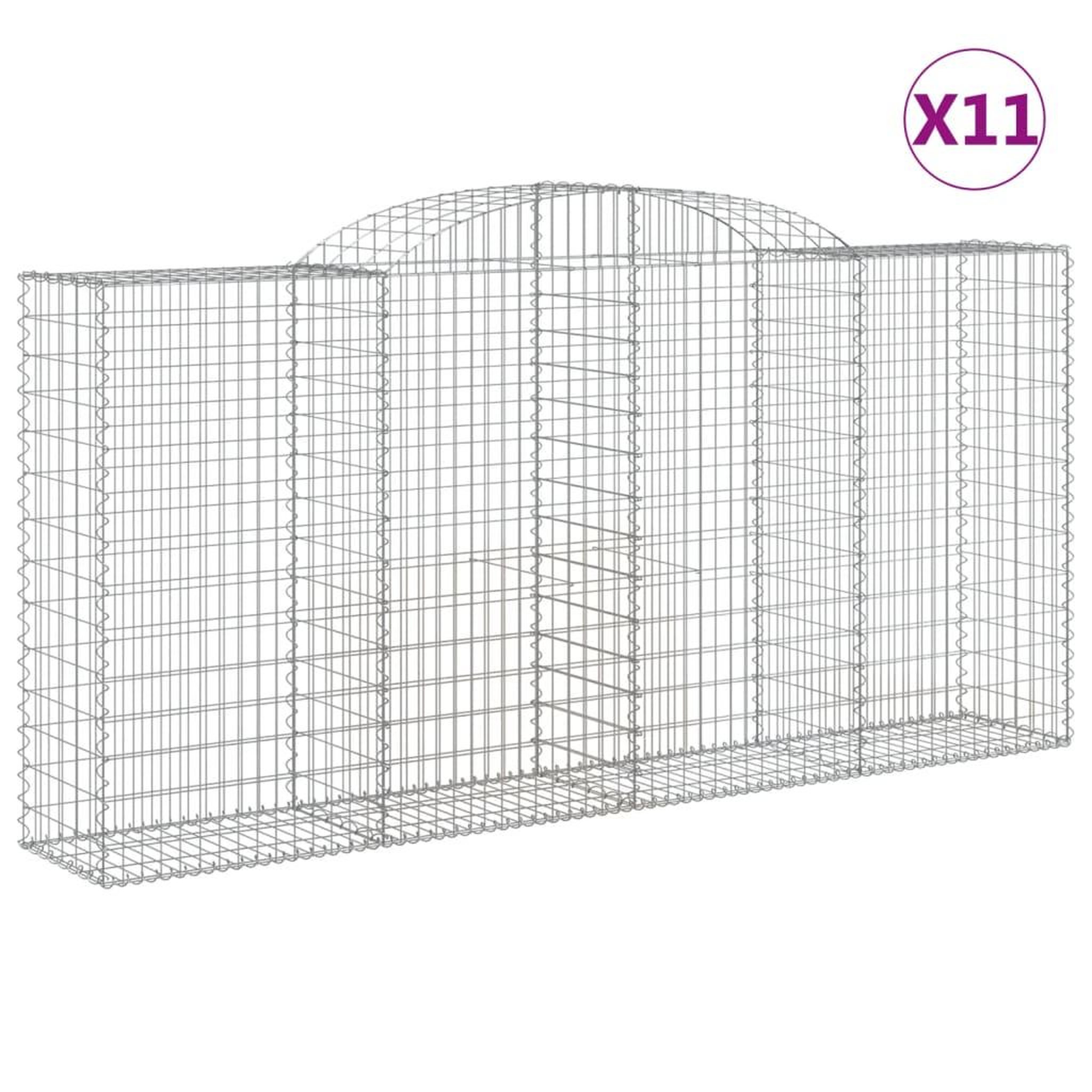 Voir la diapositive 2 : VIDAXL Paniers a gabions arques 11 pcs 300x50x140/160 cm fer galvanise