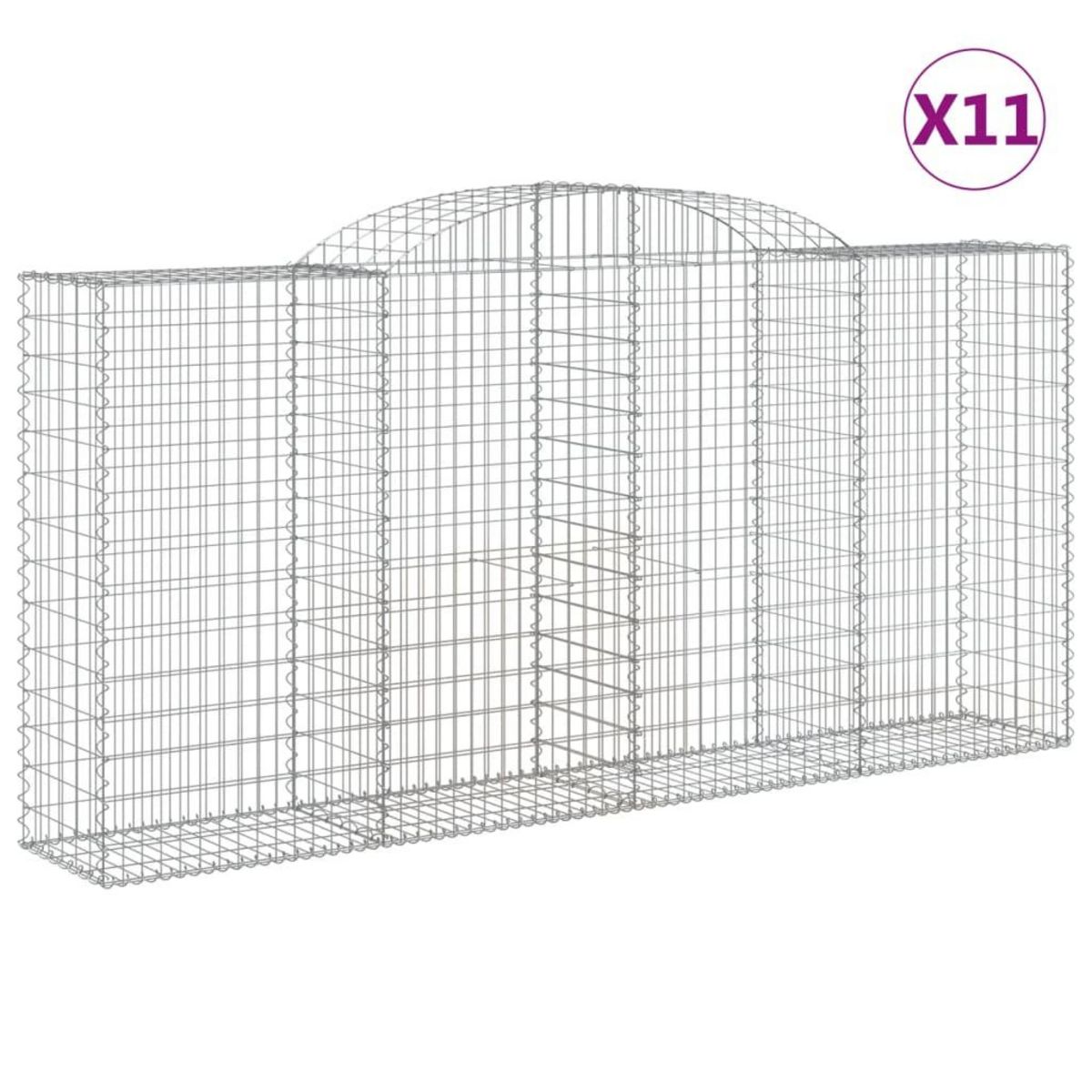 VIDAXL Paniers a gabions arques 11 pcs 300x50x140/160 cm fer galvanise