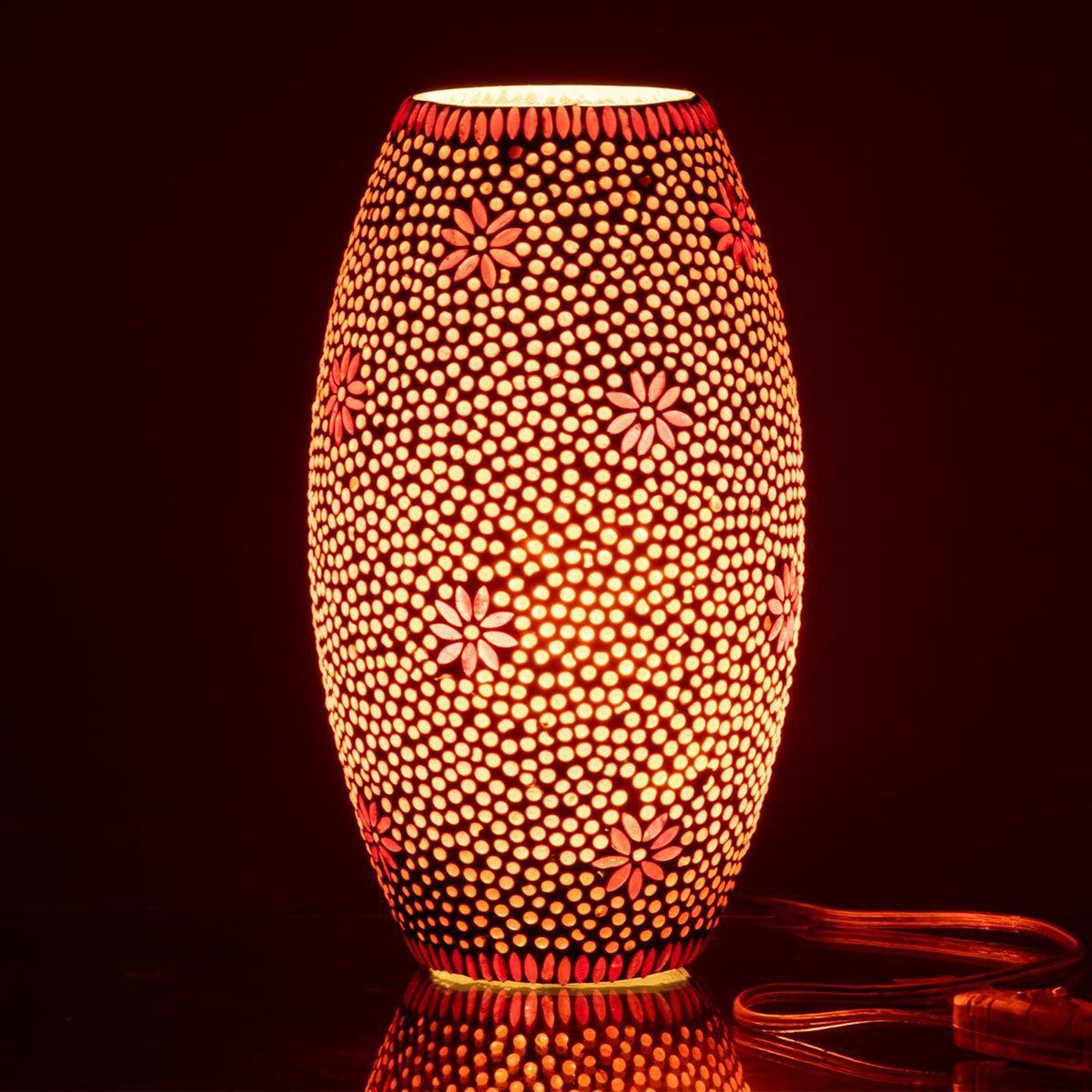 Voir la diapositive 4 : J-LINE Lampe à poser en verre  bram  28cm rouge