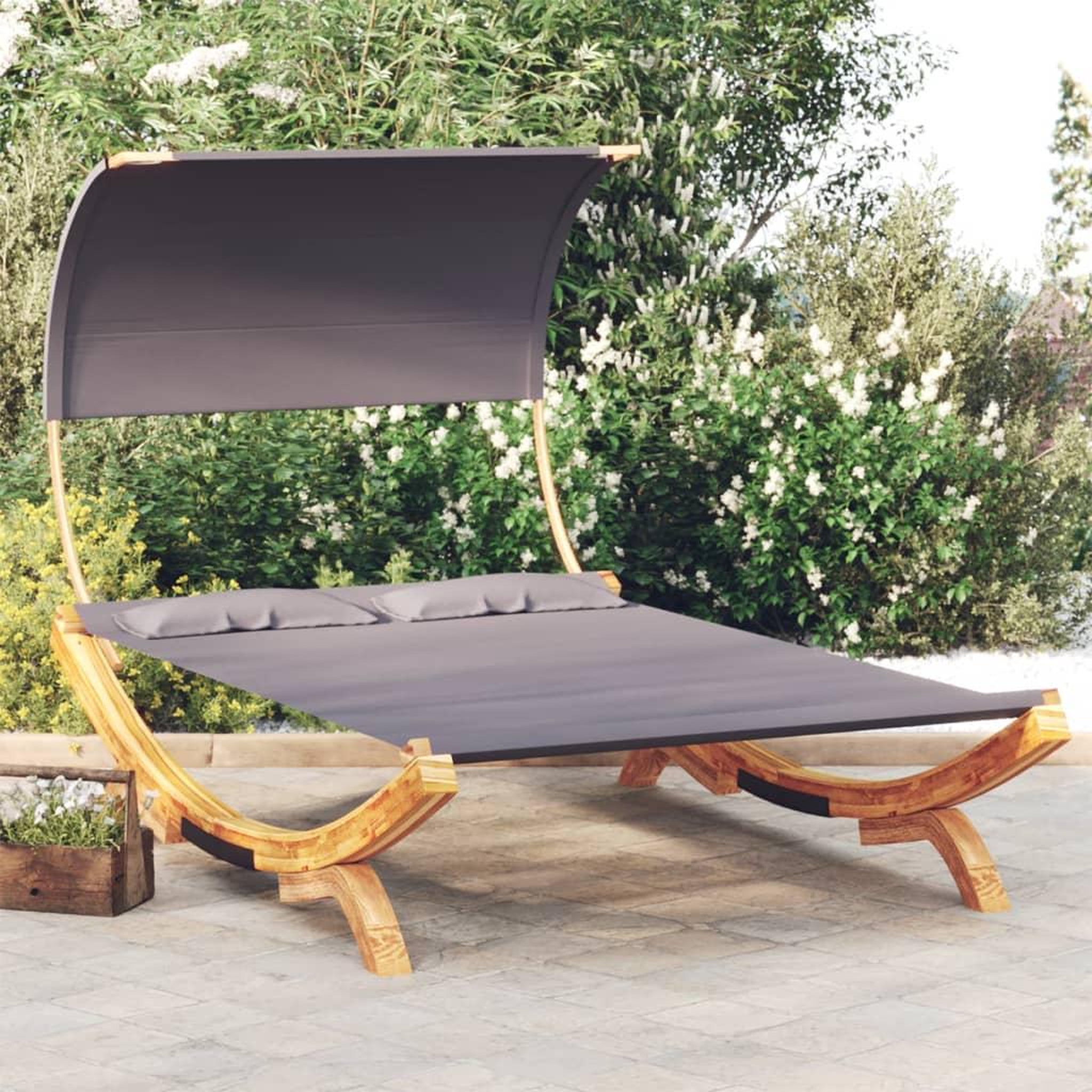 VIDAXL Lit repos et auvent 165x203x126 cm Bois courbe Anthracite