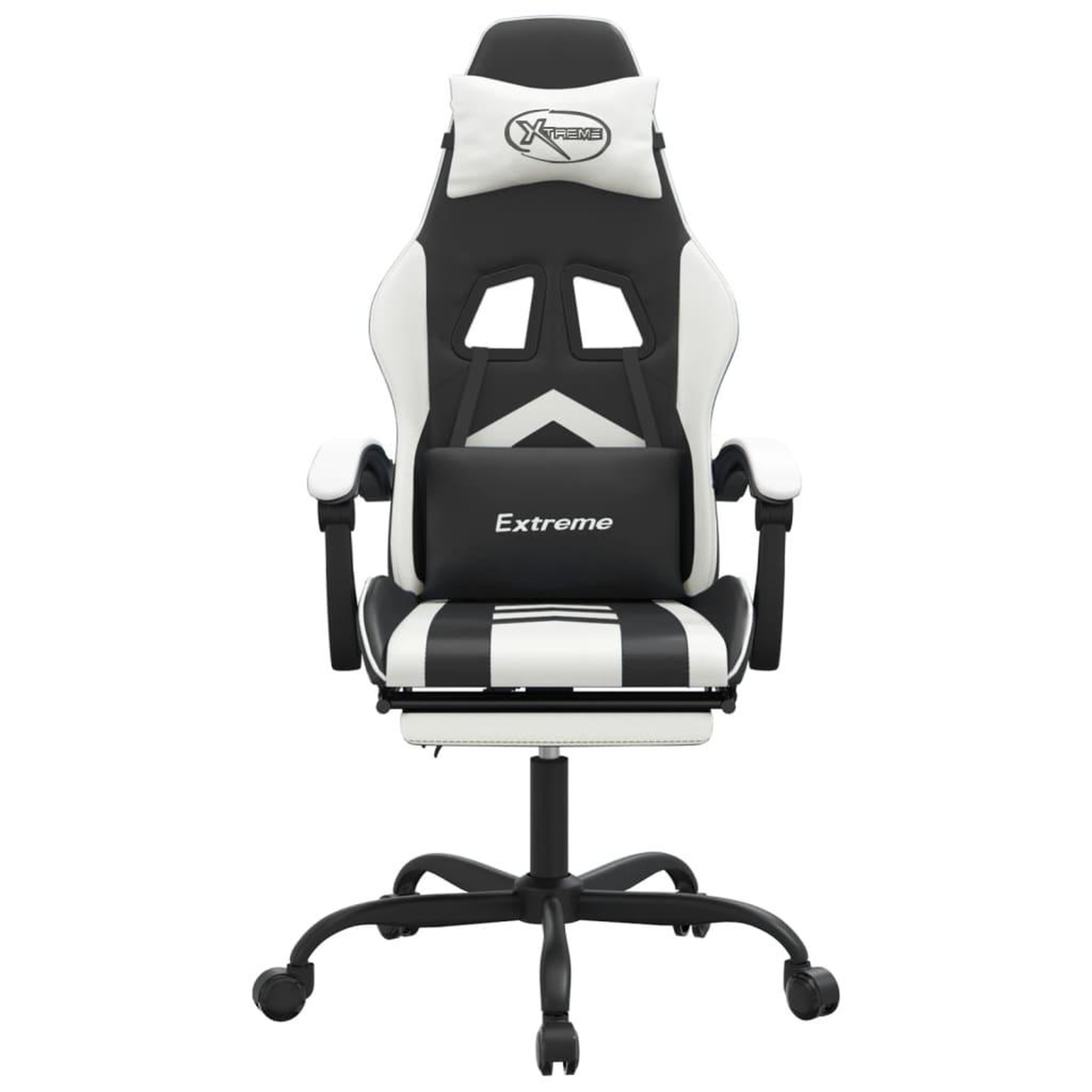 Voir la diapositive 3 : VIDAXL Chaise de jeu avec repose-pied Noir et blanc Similicuir