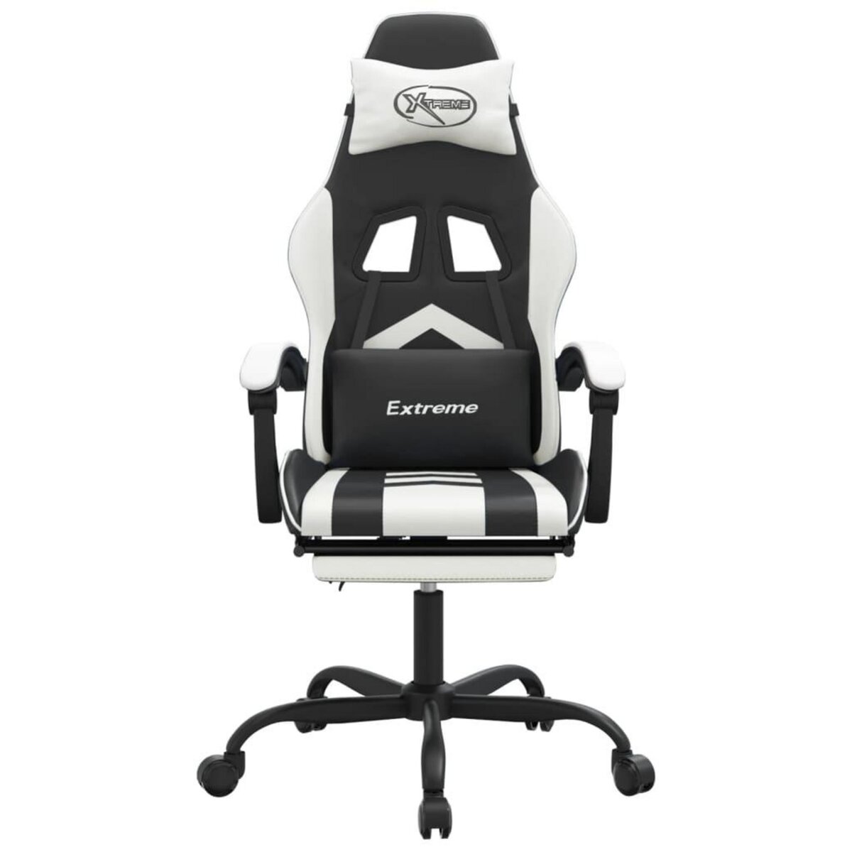 VIDAXL Chaise de jeu avec repose-pied Noir et blanc Similicuir