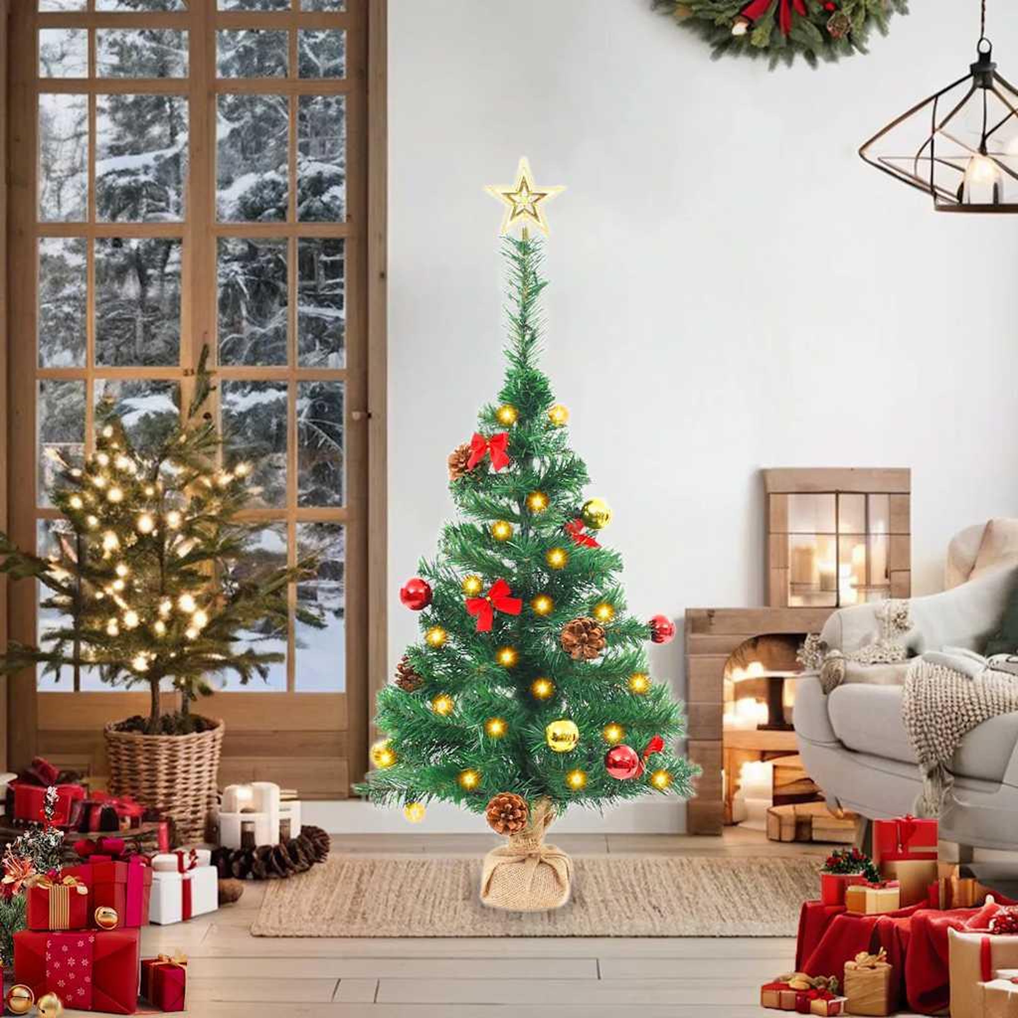 Voir la diapositive 2 : VIDAXL Arbre de Noël artificiel pre-eclaire avec boules vert 64 cm