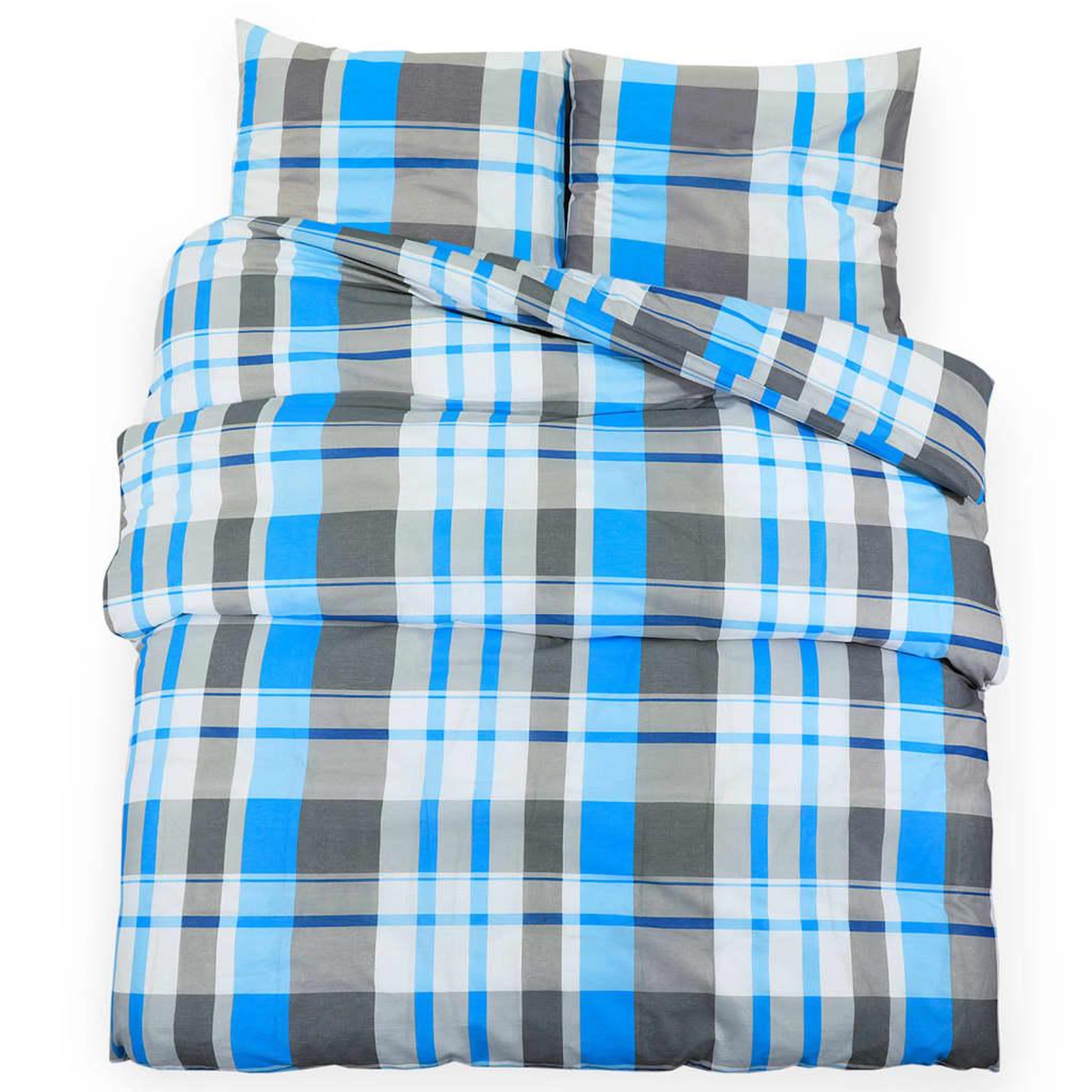 Voir la diapositive 2 : VIDAXL Ensemble de housse de couette Bleu et gris 200x200 cm Coton