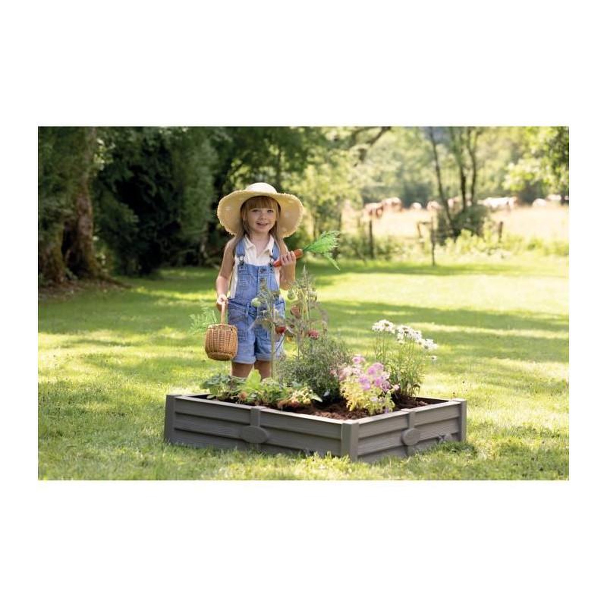 Voir la diapositive 2 : SMOBY SMOBY Bac Square Garden 2 en 1 : bac a sable et carré potager - 76x76cm - Bâche de fond fournie