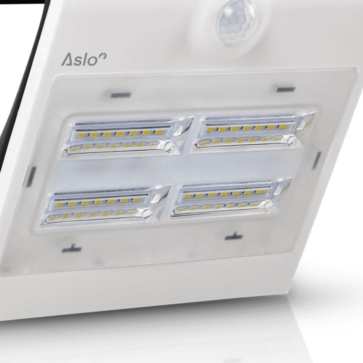 ASLO Projecteur Led Mural Solaire BLANC Détecteur de mouvements 3.2W 400 Lm ASLO