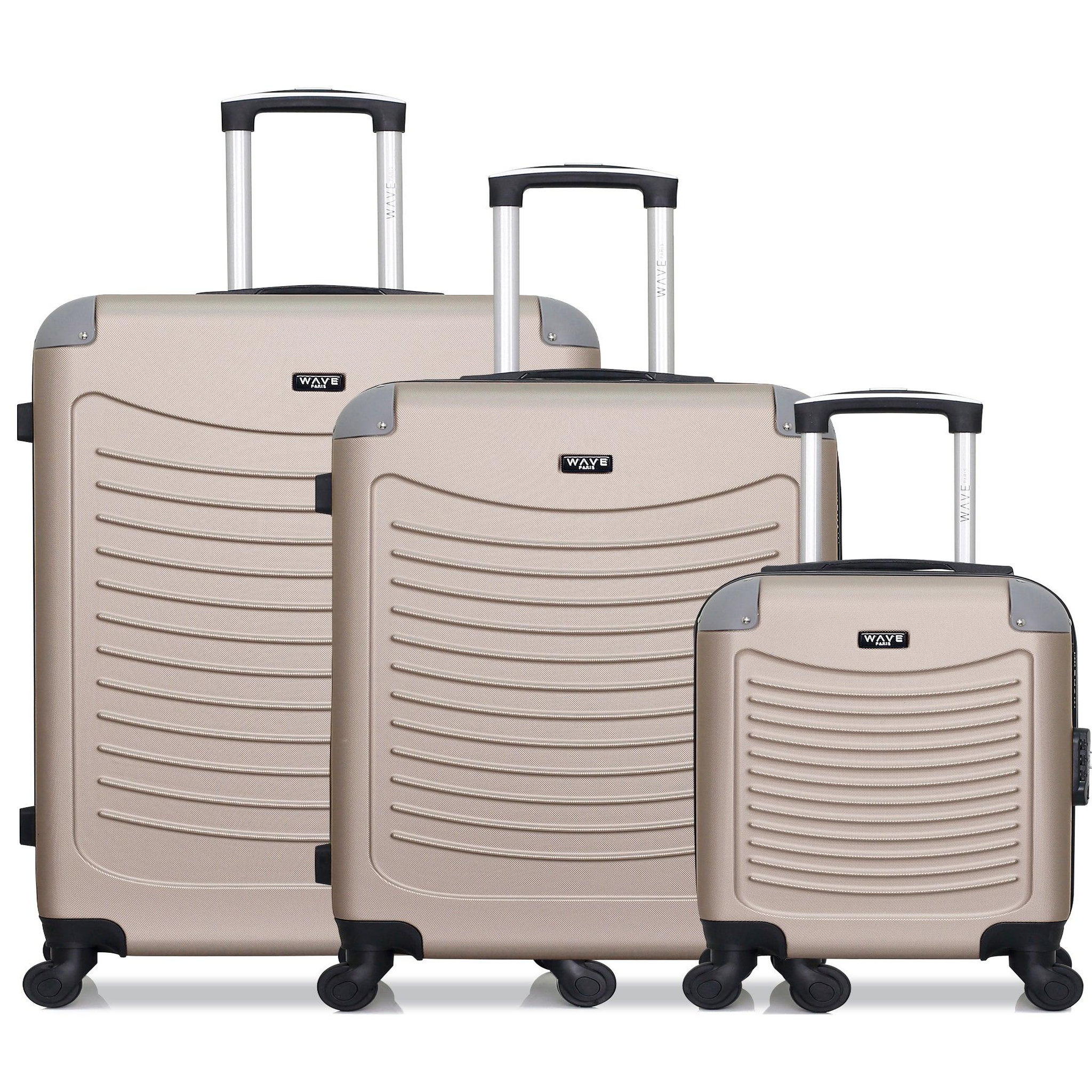 WAVE PARIS Wave paris - lot de 3 - valise grand format, valise weekend et valise cabine xxs congo. Coloris disponibles : Gris, Rose, Beige