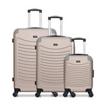 WAVE PARIS WAVE PARIS - Lot de 3 - Valise Grand format, valise weekend et valise cabine XXS CONGO. Coloris disponibles : Beige, Gris, Bleu, Rose, Noir