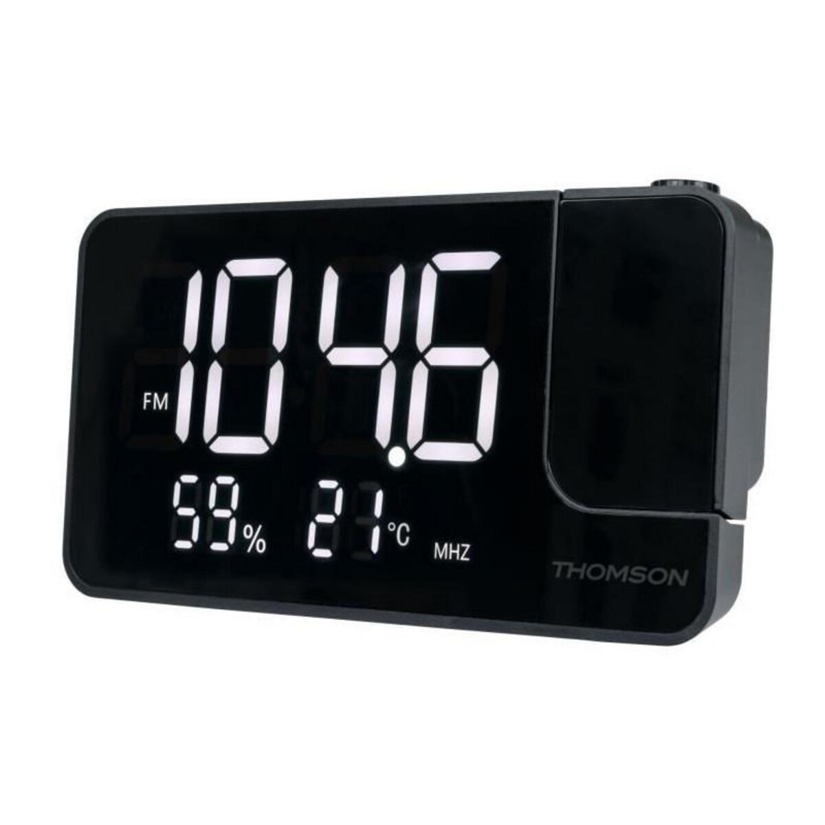 THOMSON Radio-réveil projecteur - THOMSON - Noir - Radio FM, Température, Humidité, Double alarme, USB-C, Alim. 230V
