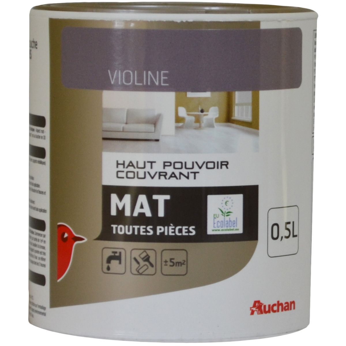 AUCHAN Peinture murale couleur violine mat      