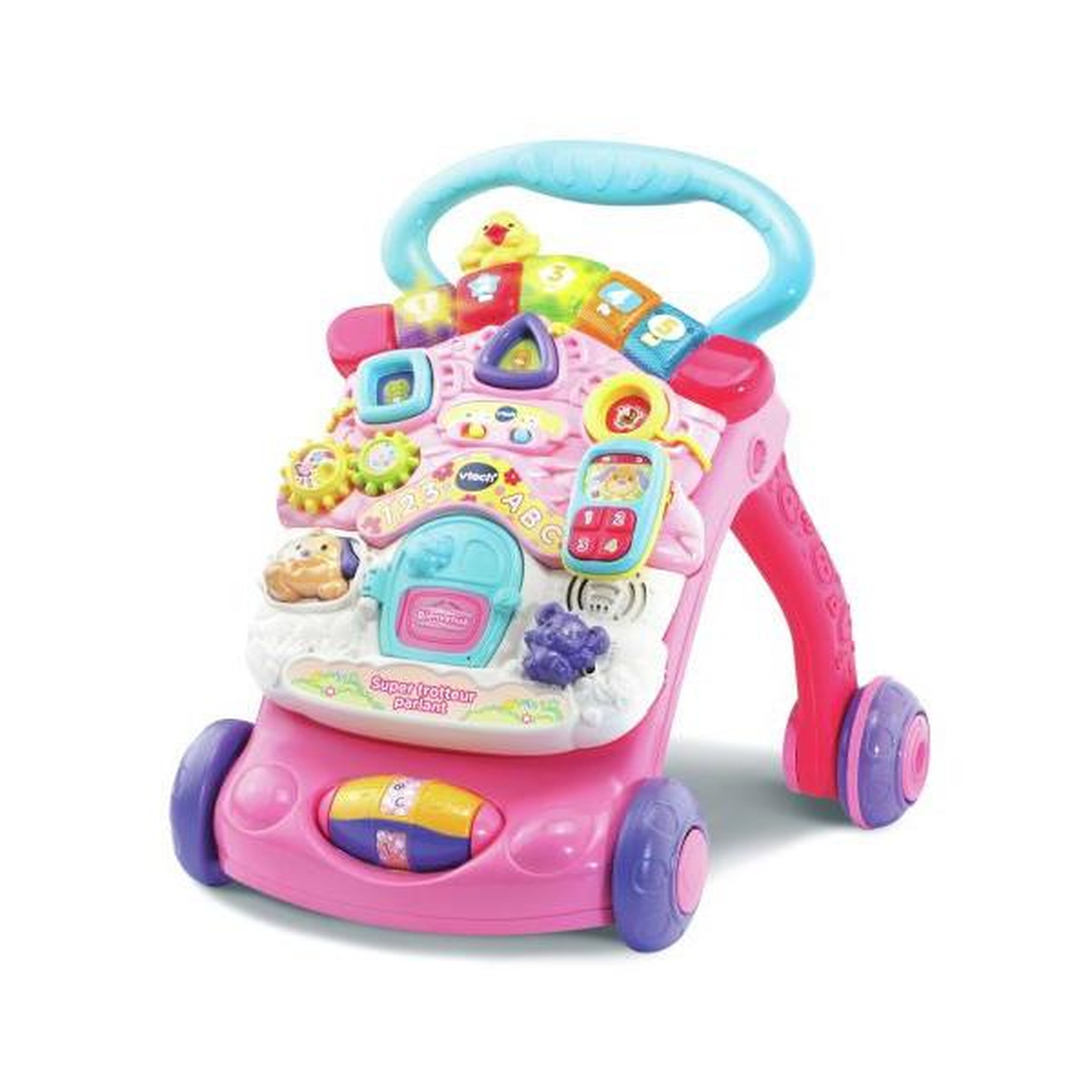 VTECH Porteur Trotteur  parlant 2 en 1 VTECH - Super  - Rose pour bébé de 9 a 36 mois