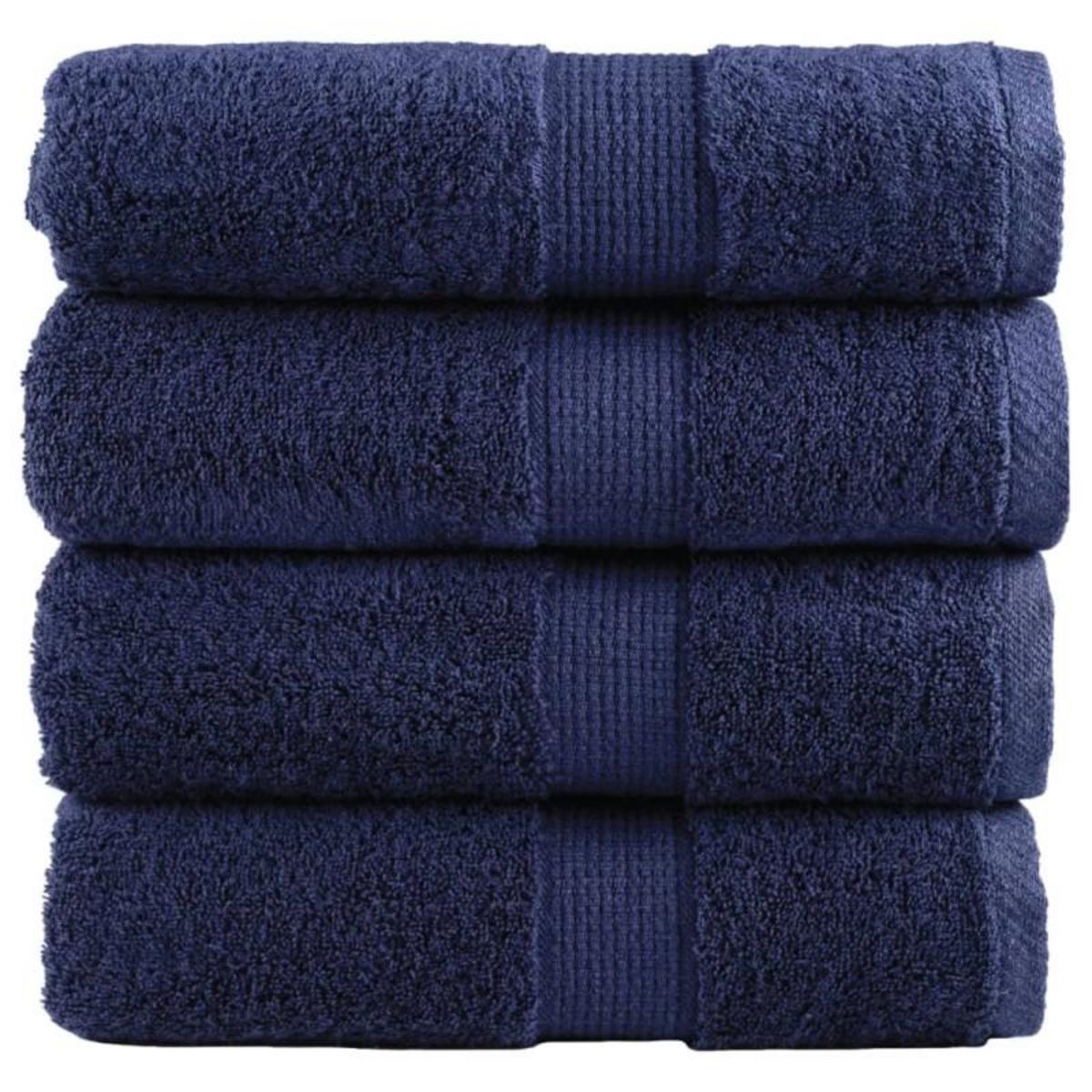 VIDAXL Serviettes d invité de qualité sup. SOLUND 4 pcs bleu marine