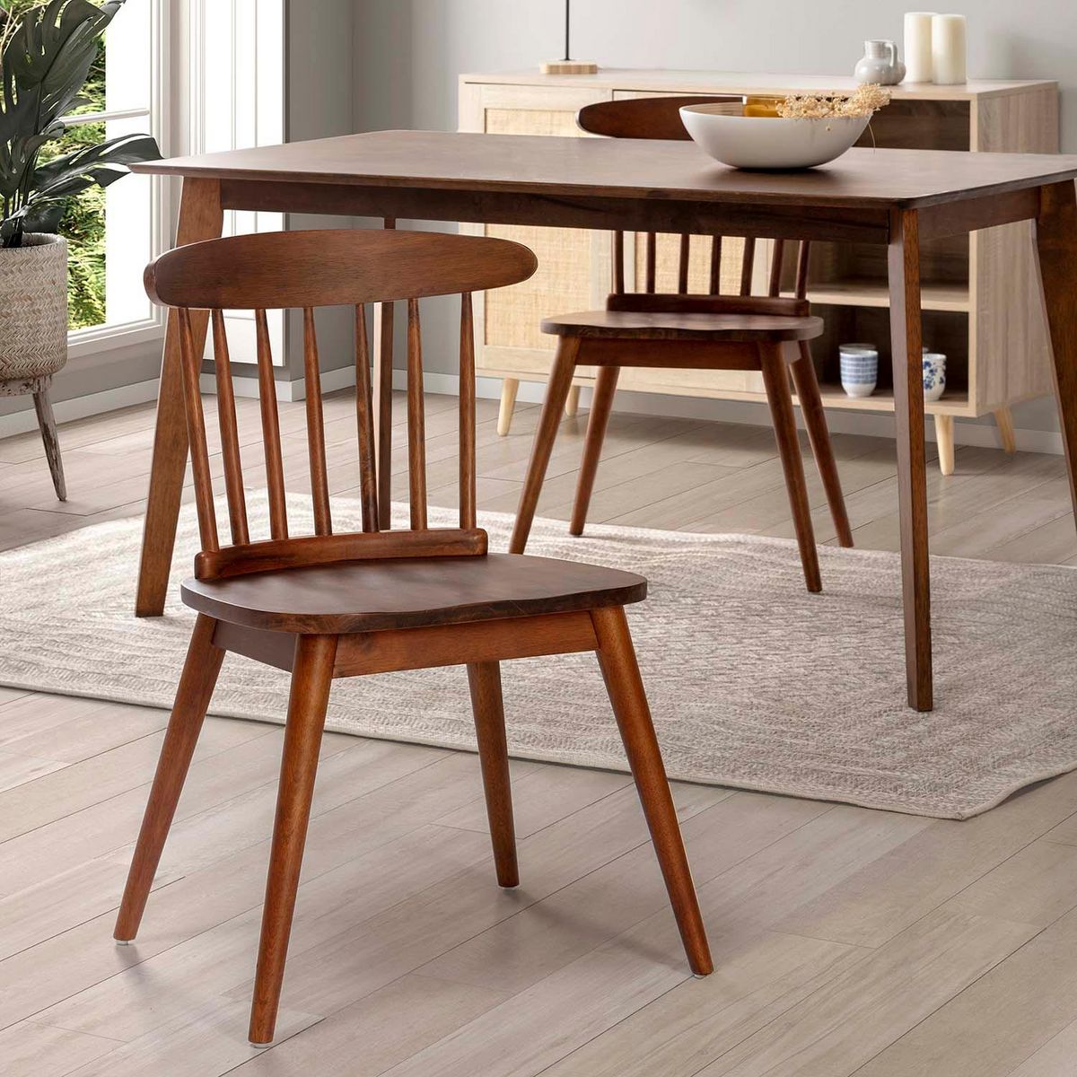 VS VENTA-STOCK Pack 2 chaises Ben en bois couleur noyer