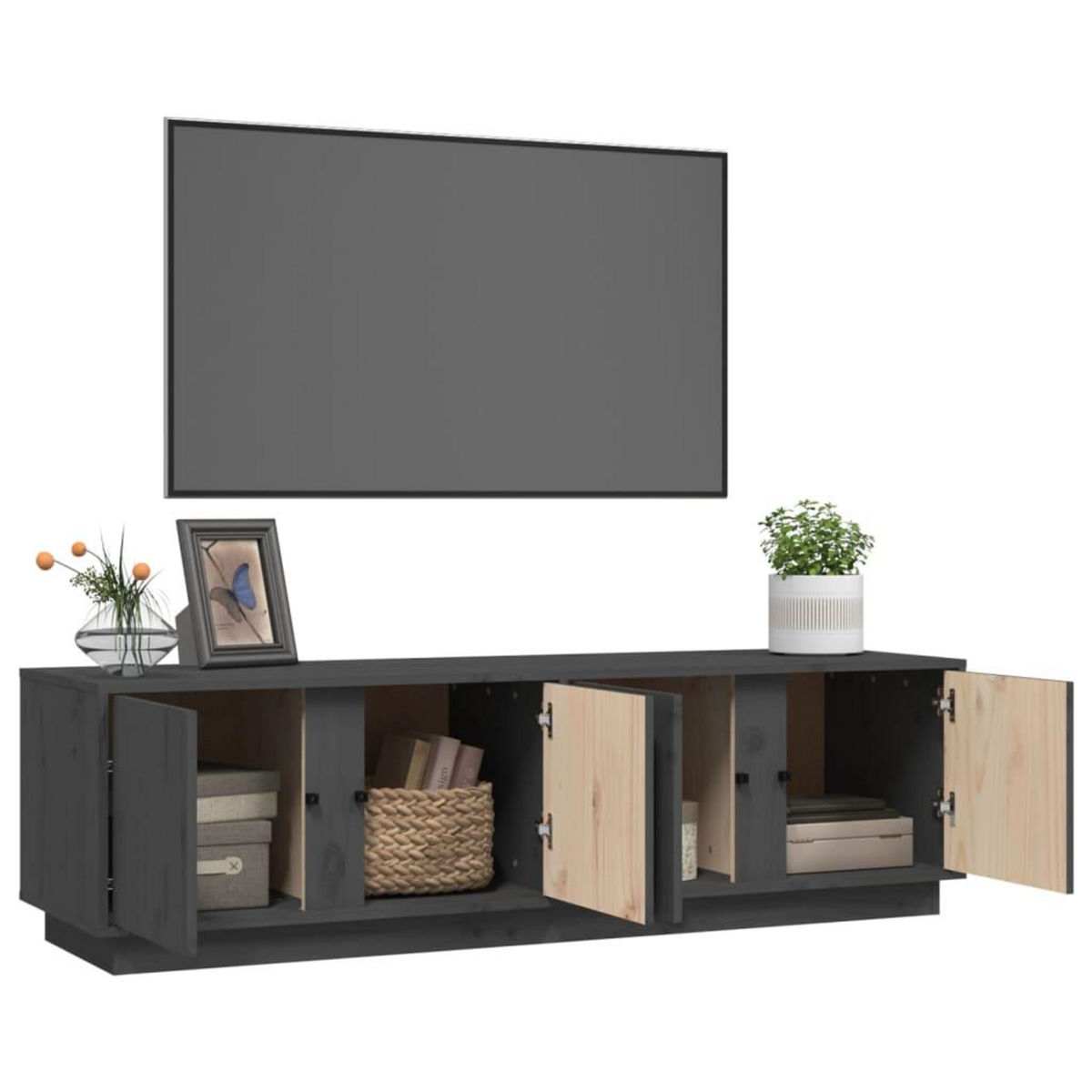 VIDAXL Meuble TV Gris 140x40x40 cm Bois de pin massif