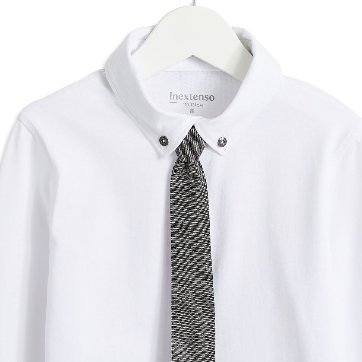 INEXTENSO Polo manches longues blanche avec cravate garçon 