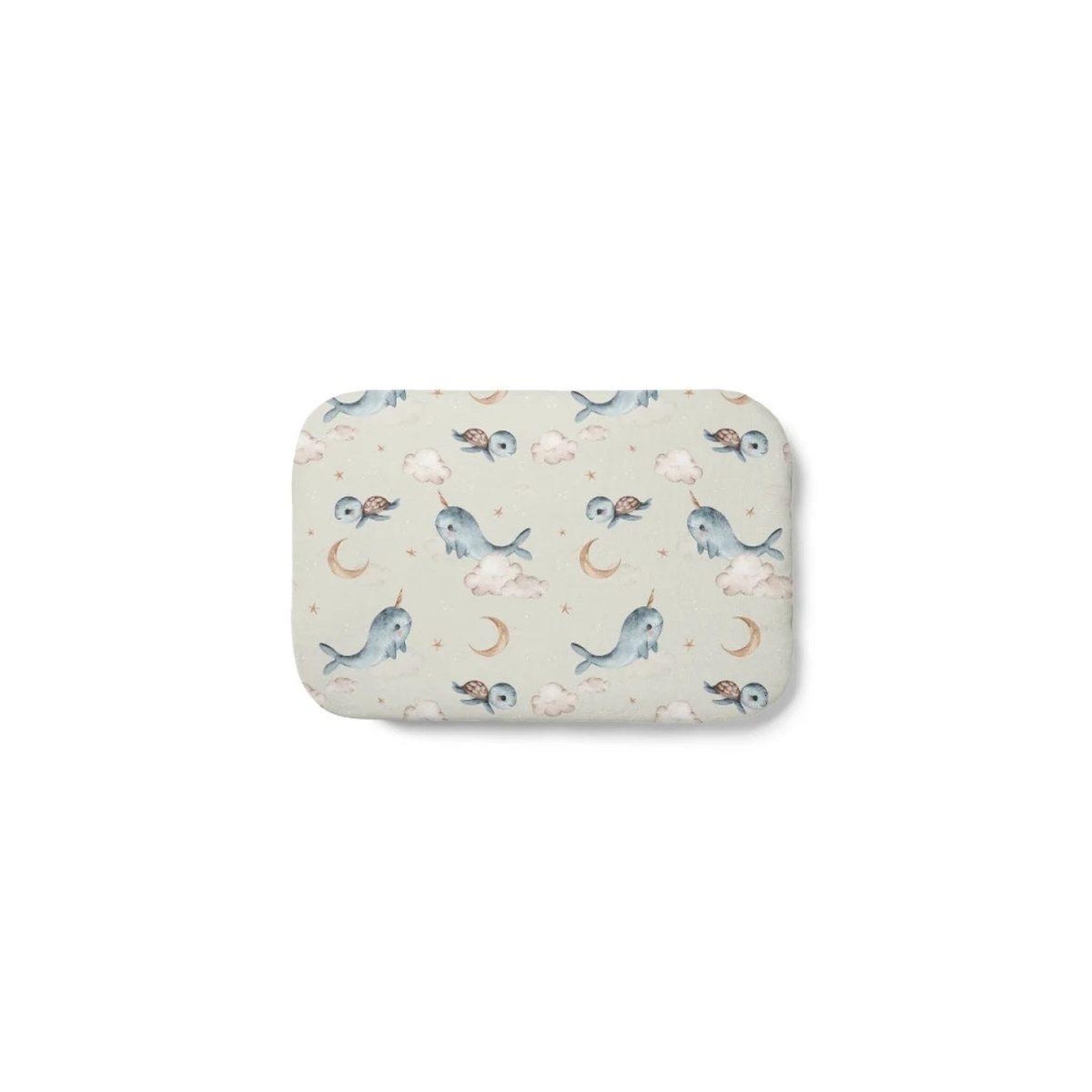 WALDIN Oreiller bébé 60 × 40 cm - motif baleine, vert olive