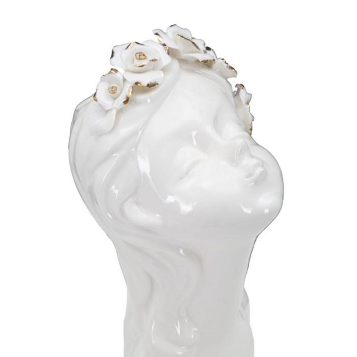 Paris Prix Vase Déco en Porcelaine  Young Lady Roses  26cm Blanc