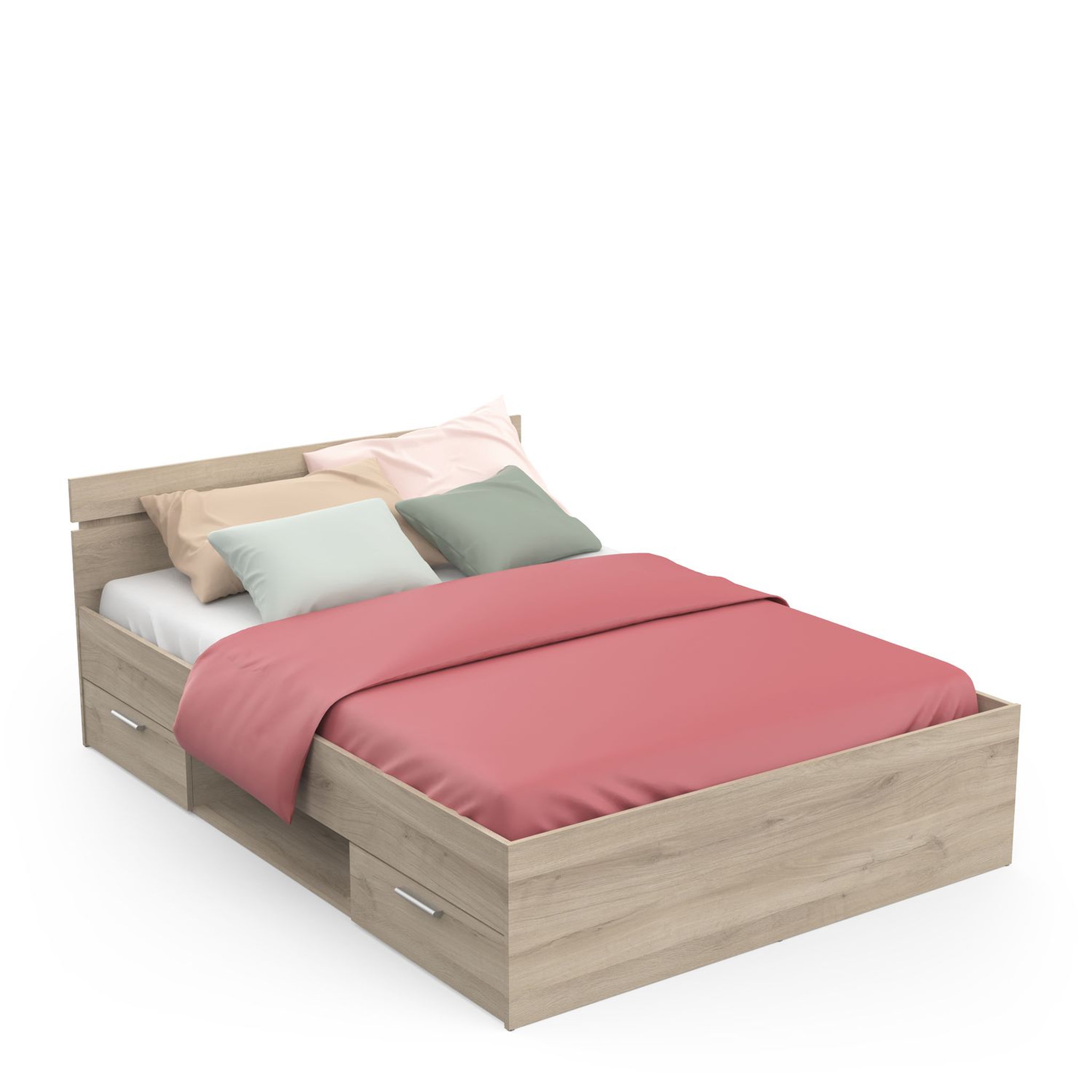 Lit  140x200cm 2 tiroirs 1 niche de rangement GANDY