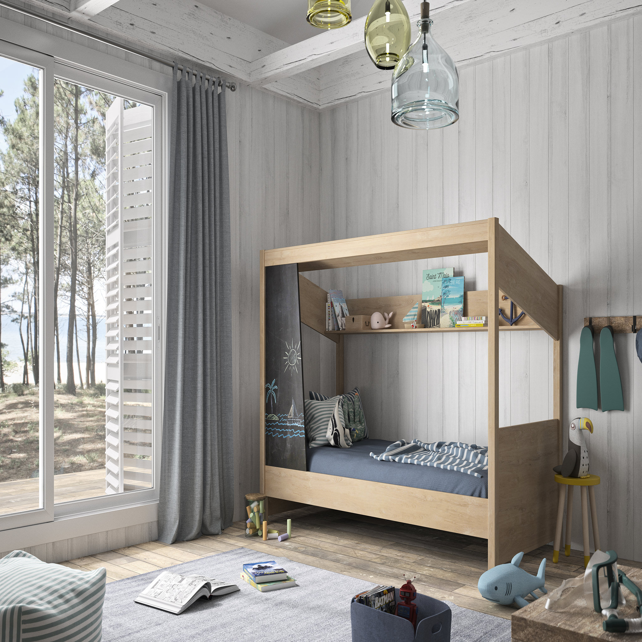 Voir la diapositive 2 : LIT cabane junior 90X200cm LUCE
