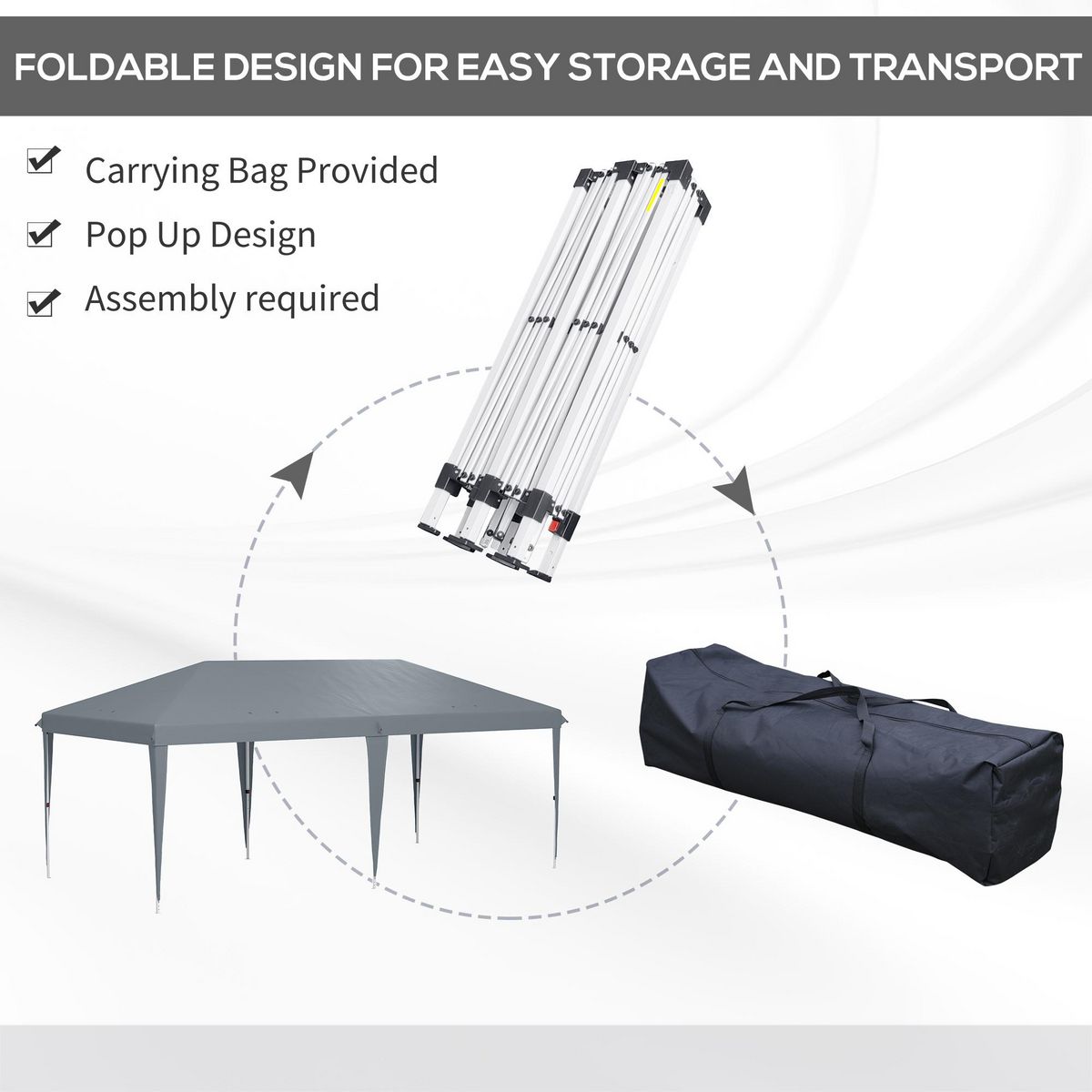 OUTSUNNY Tonnelle barnum de jardin pop-up pliant 5,85L x 2,95l x 2,7H m sac inclus acier époxy oxford haute densité gris