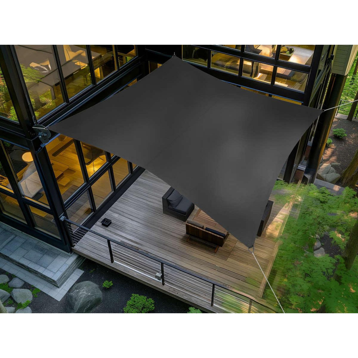 Jardiline Voile d'ombrage rectangulaire RIVAGE Ardoise - 4 x 3 m - Qualité Premium Jardiline