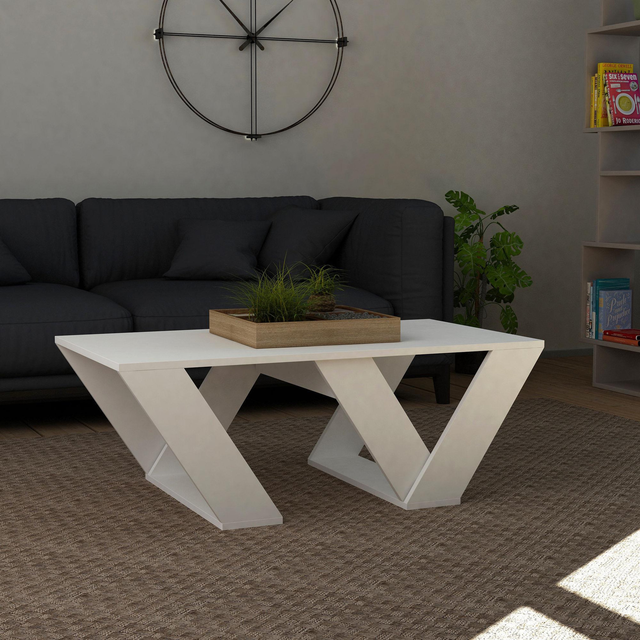 Voir la diapositive 2 : Habitat et Jardin Table basse en bois  pipra  - 110 x 60 x 40 cm - blanc