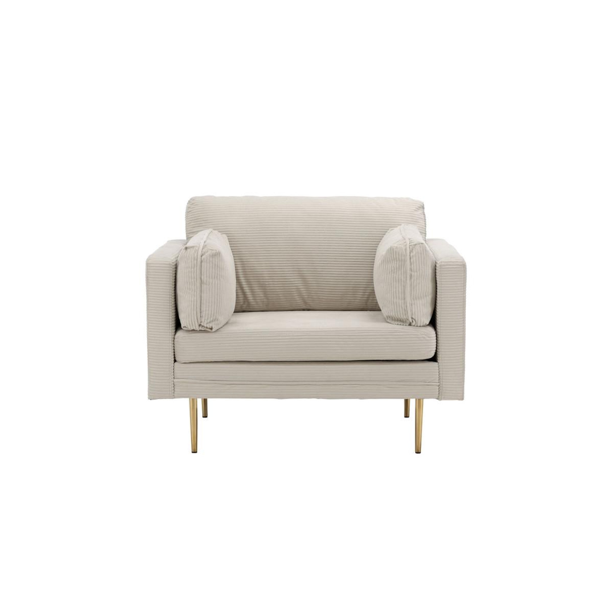 Voir la diapositive 2 : Paris Prix Fauteuil design velours côtelé  boom  110cm beige clair
