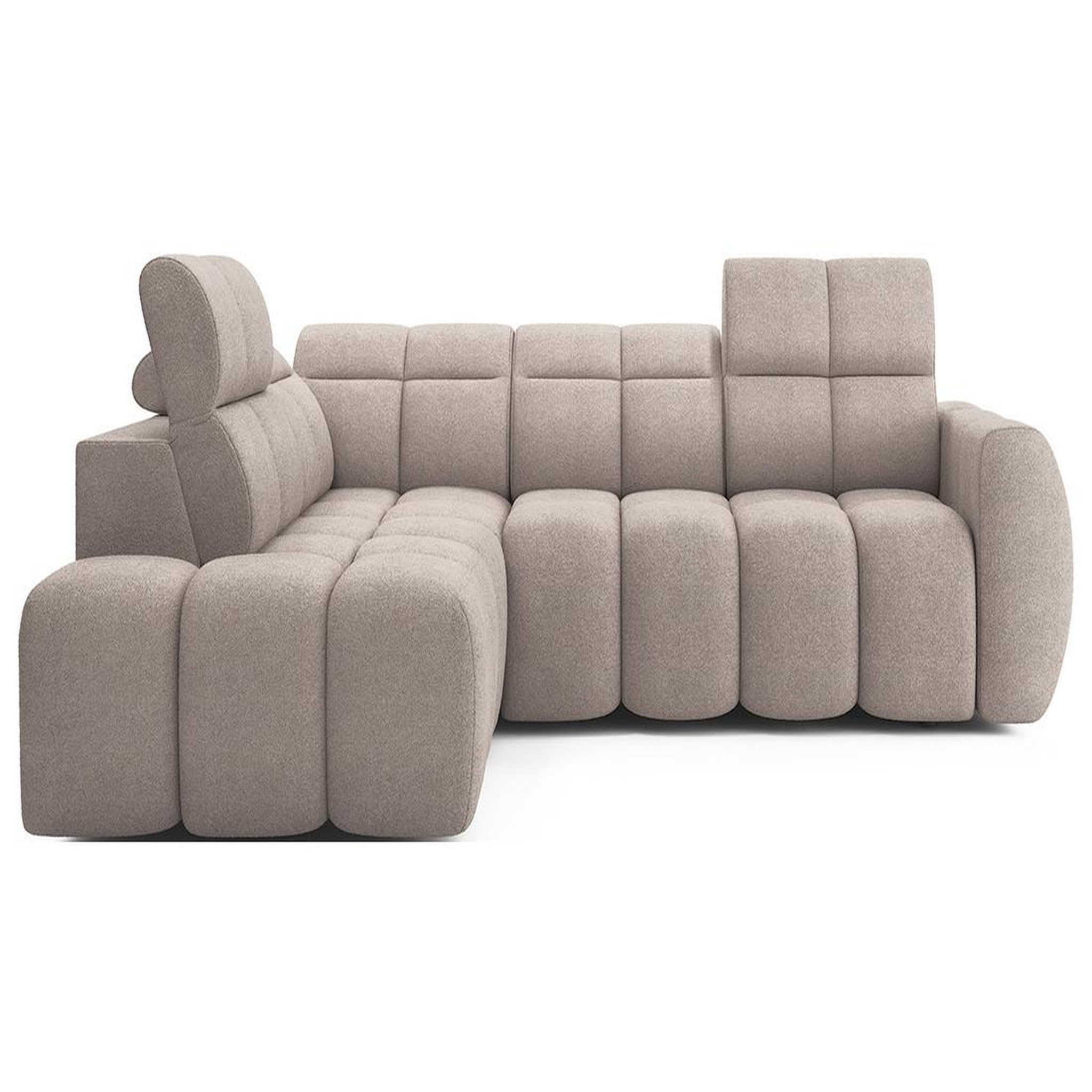 Voir la diapositive 1 : BEST MOBILIER Basile - canapé d'angle gauche 4 places assise extensible électrique avec coffre en tissu texturé