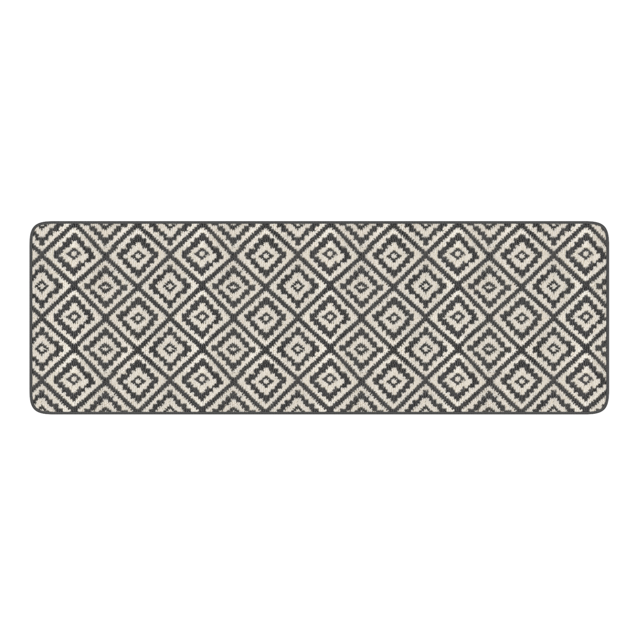 Voir la diapositive 3 : ID MARKET Tapis intérieur d'entrée et de couloir caraiba gris et blanc 60 x 180 cm