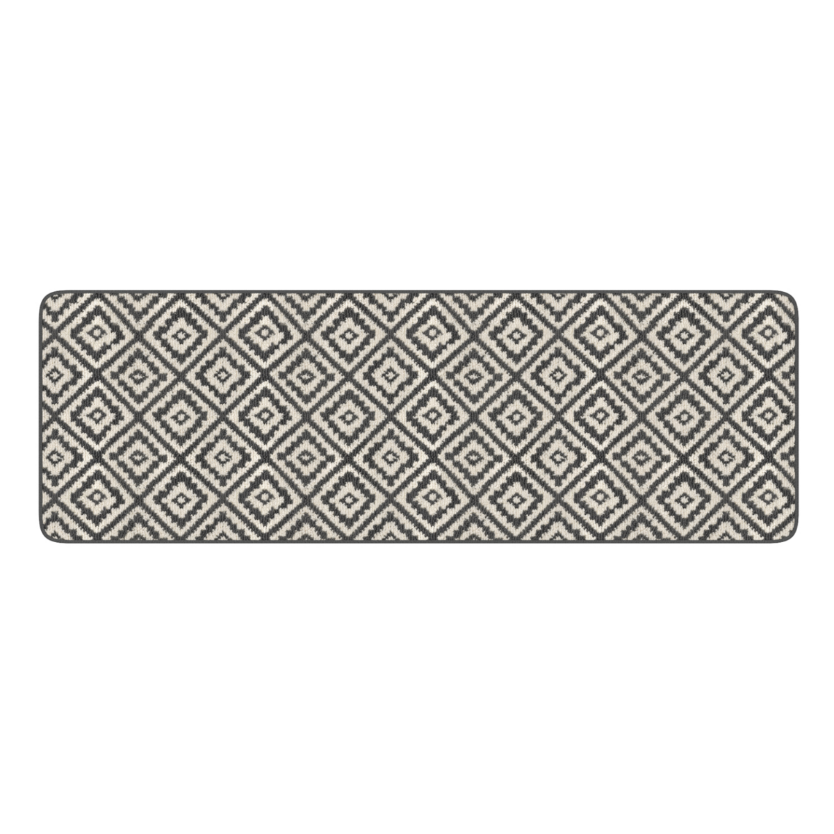 ID MARKET Tapis intérieur d'entrée et de couloir CARAIBA gris et blanc 60 x 180 cm